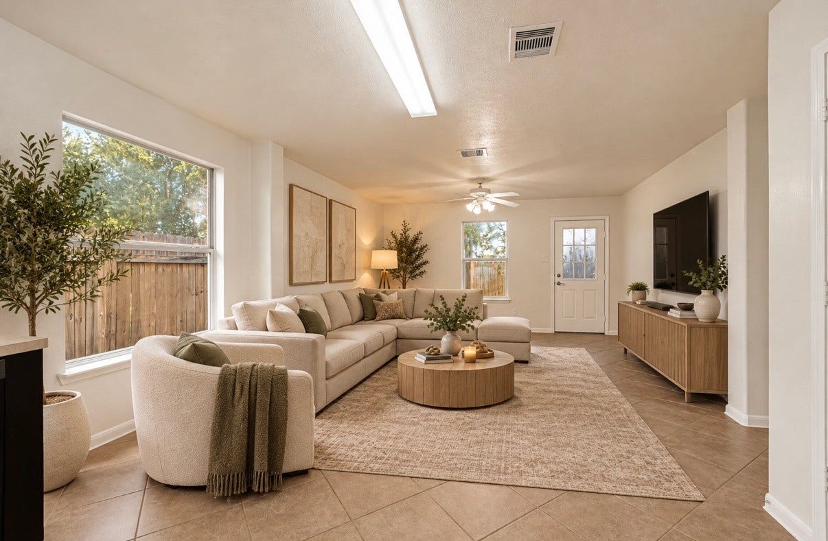 1107 Hampton Villa Lane, Houston, TX 77047 VIRTUAL STAGING LIVING ROOM