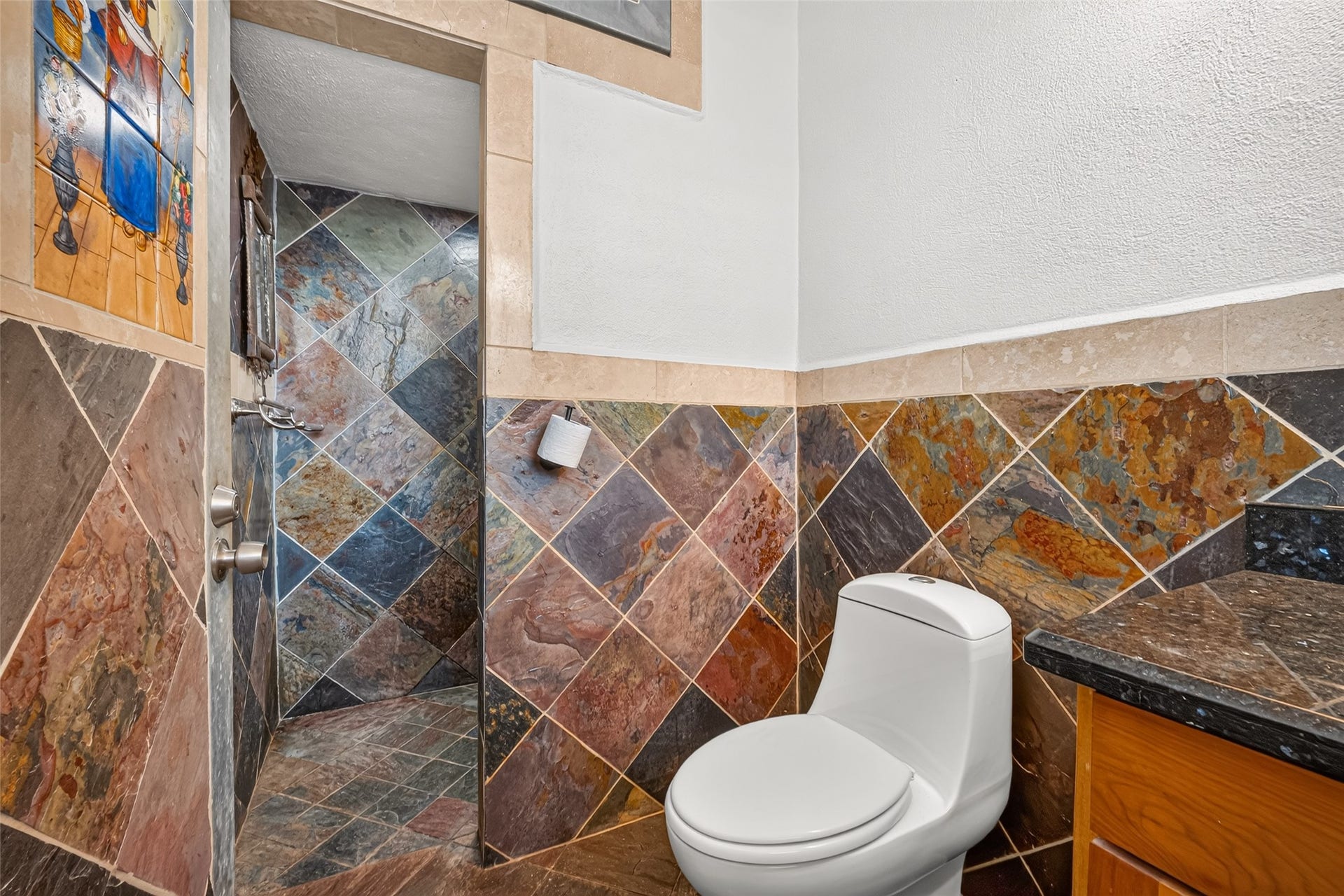 Walk in shower.