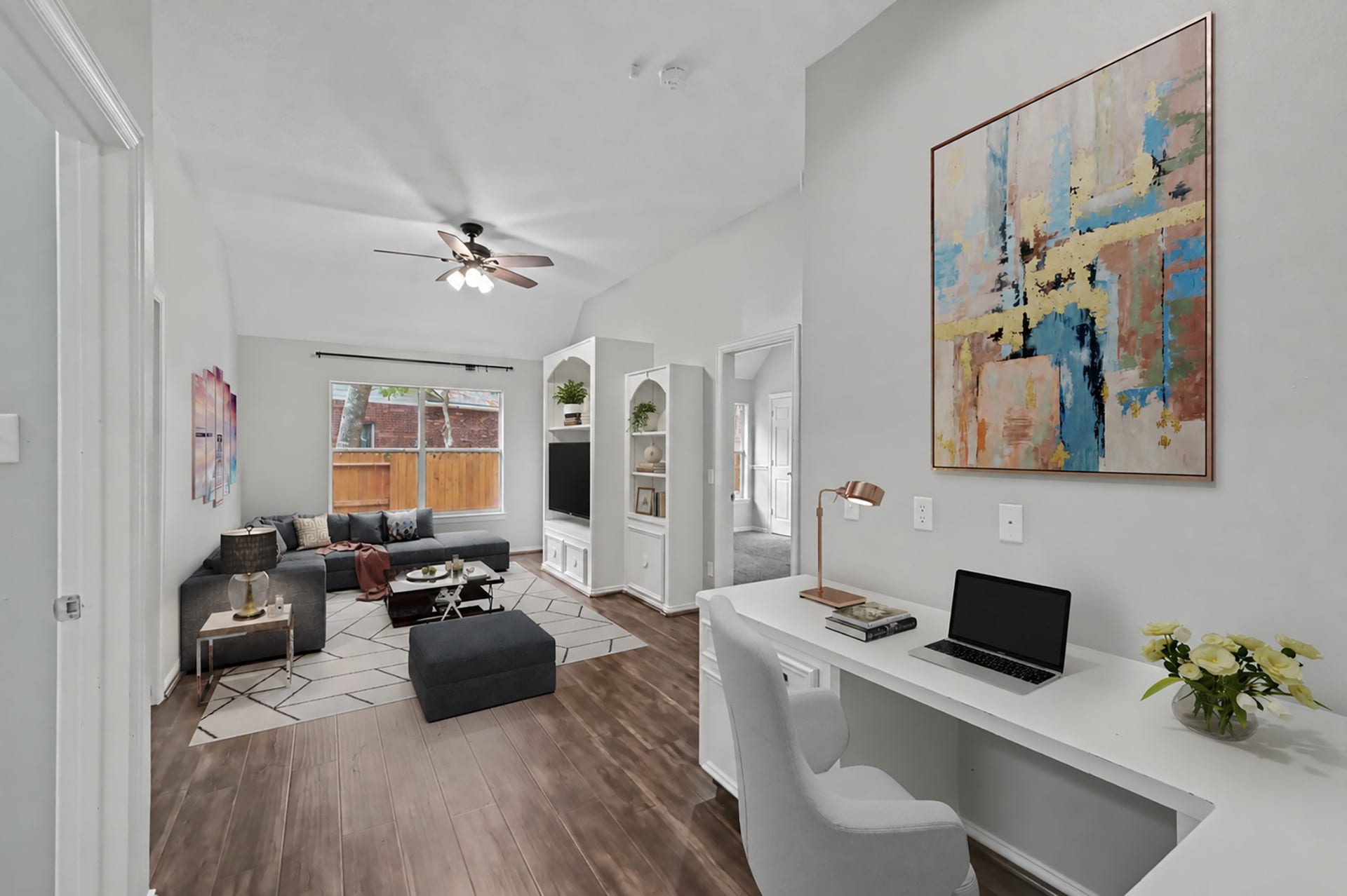 18207 Red Eagle Court, Humble, TX 77346 Flex space conveniently located between 2 of the 4 bedrooms in the home! There is even a built in desk for homework area or could also be a second office!