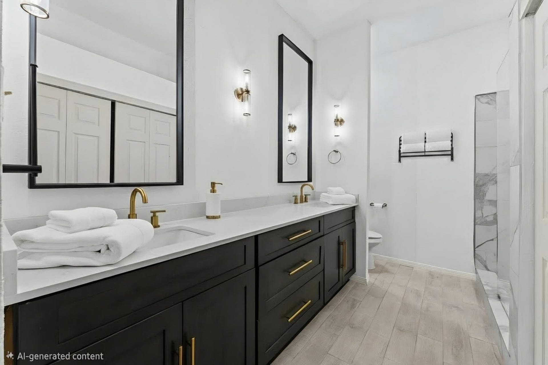 7810 Poitiers Drive, Houston, TX 77071 The primary bathroom provides an expanded shower, spacious counterspace, tall vertical mirrors, new hardware, lighting, flooring, paint and awaits its new owner!