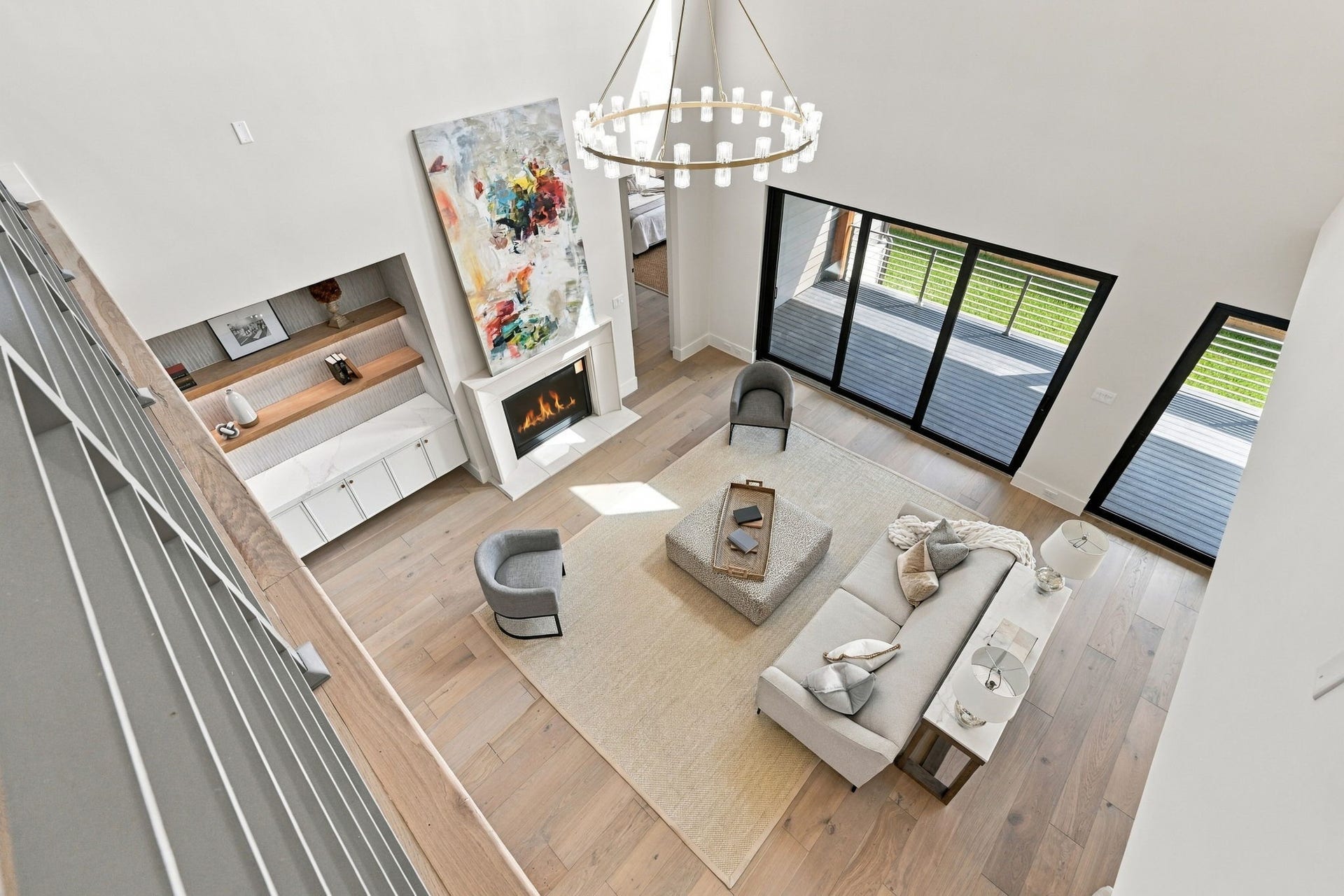 3015 Stanton Street, Houston, TX 77025 View of living room from 2nd story landing.