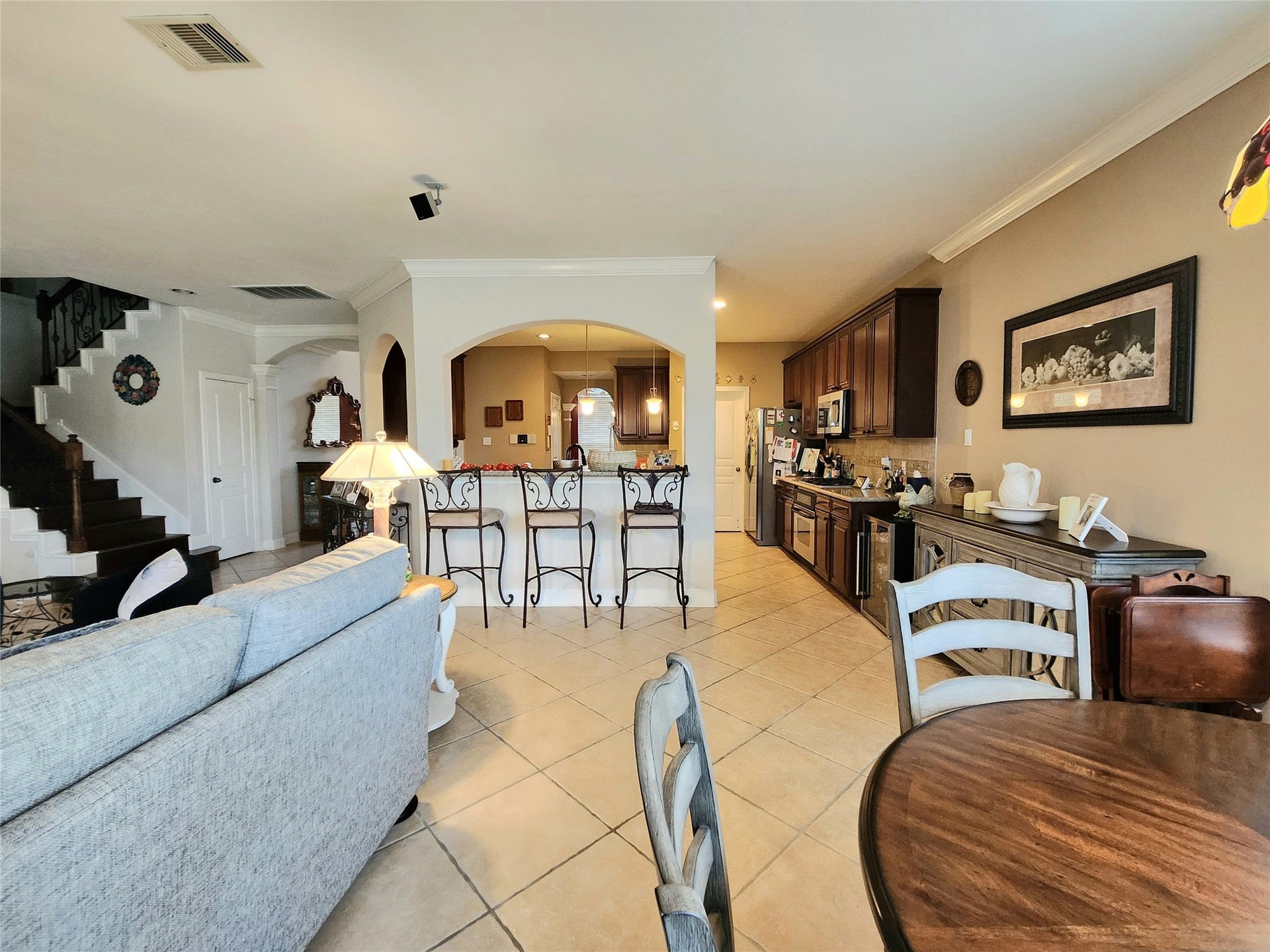 14330 Dunrobin Way, Sugar Land, TX 77498 The view from the breakfast area into the kitchen and formal dining room