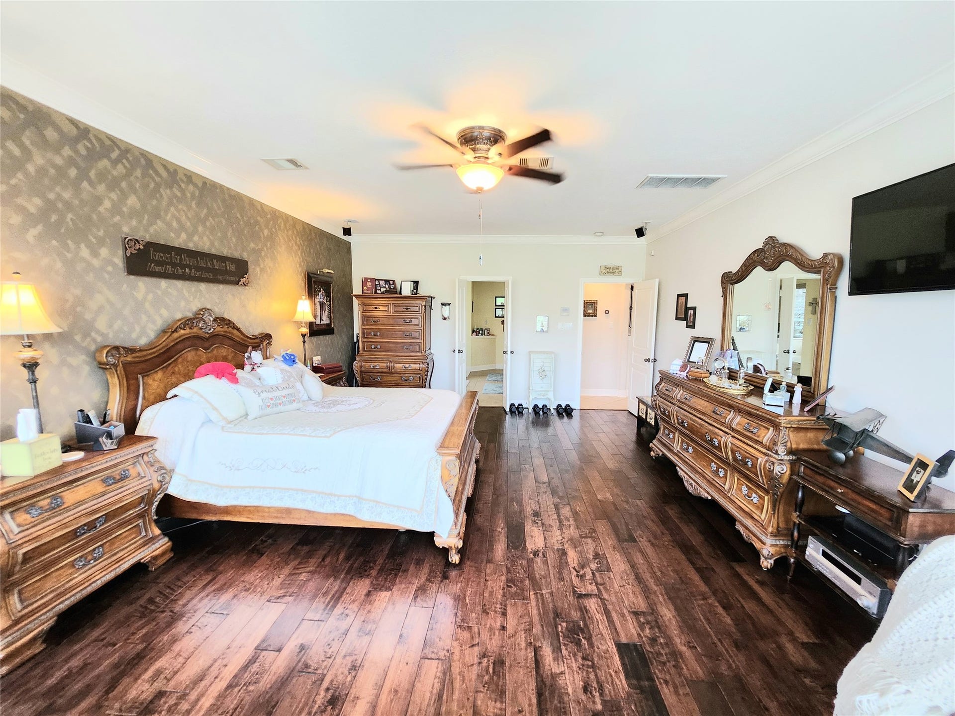 14330 Dunrobin Way, Sugar Land, TX 77498 This is the primary bedroom from the wall of windows