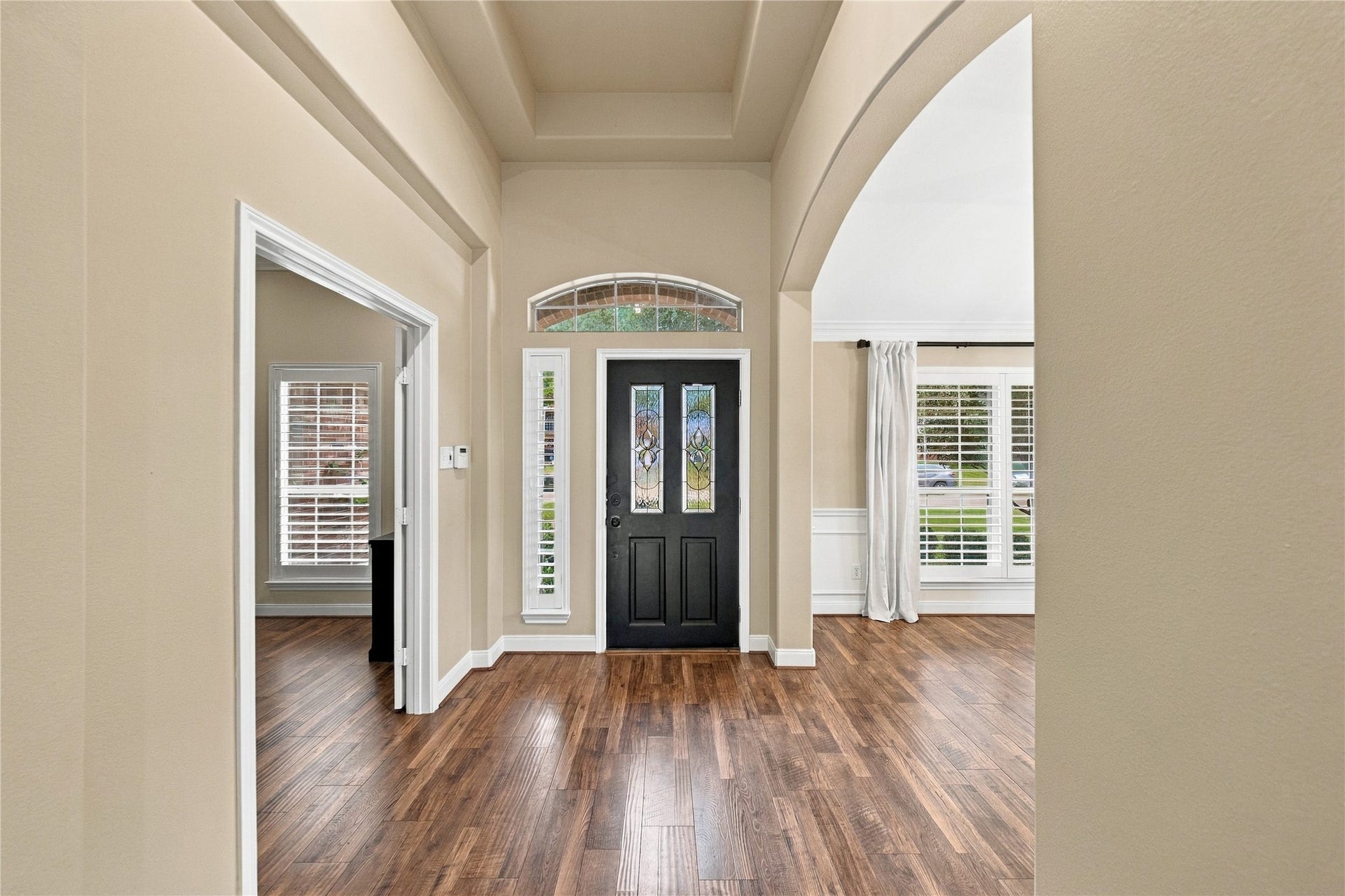 23706 Indian Hills Way, Katy, TX 77494 Looking back toward the front door, you'll appreciate the home's lovely entryway, flanked by the home office on the left and formal dining room on the right.