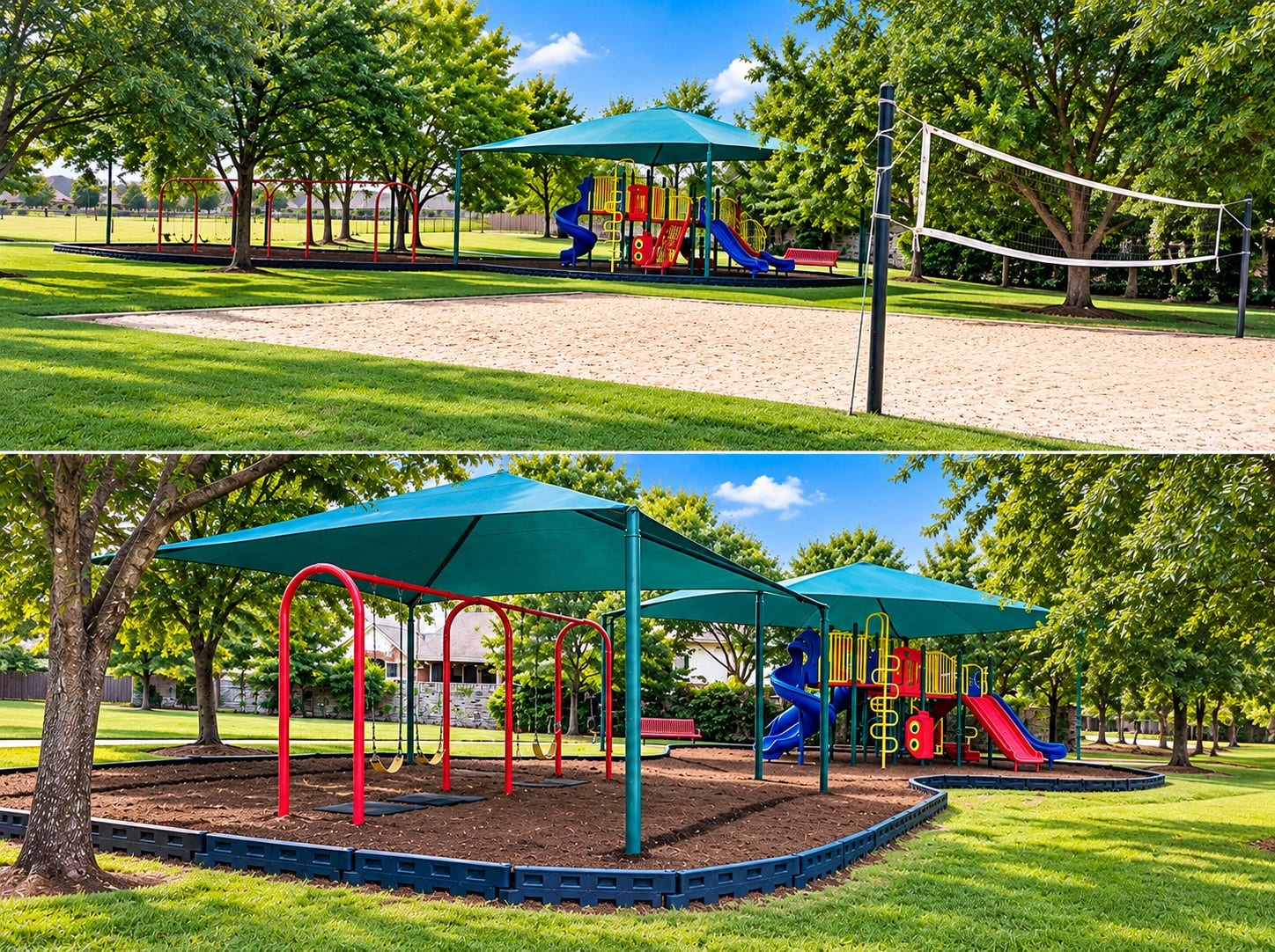 23706 Indian Hills Way, Katy, TX 77494 The shady neighborhood park adjacent to the community pool includes a sand volleyball court and a covered playground, plus lots of room to run and play.