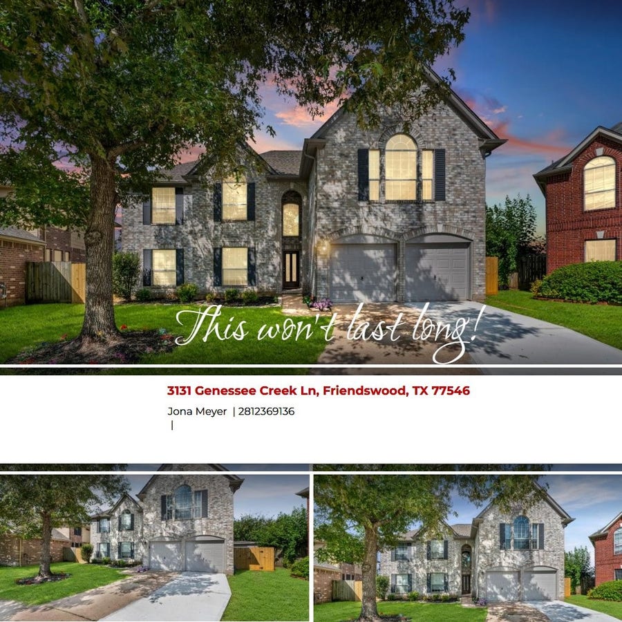 Property photo for 3131 Genessee Creek Lane, Friendswood, TX