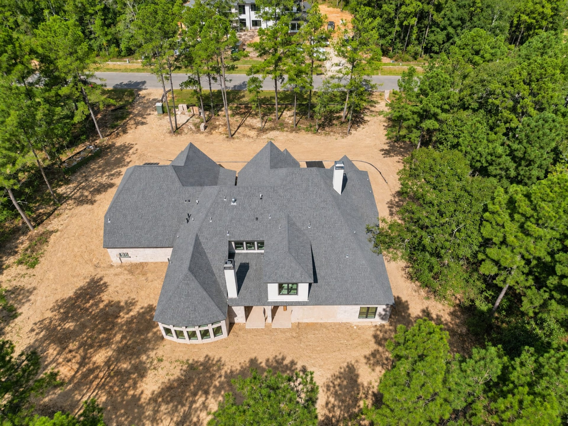 25083 Chisos Bend, Montgomery, TX 77316 Arial View of lot - Horseshoe Driveway will be installed in front of the retaining wall