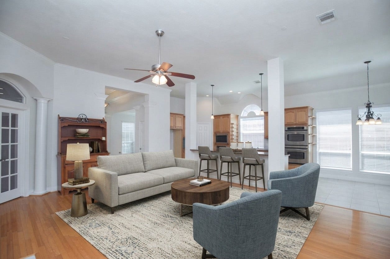 3307 Mcmahon Way, Missouri City, TX 77459 Open concept between Family room and kitchen, breakfast area