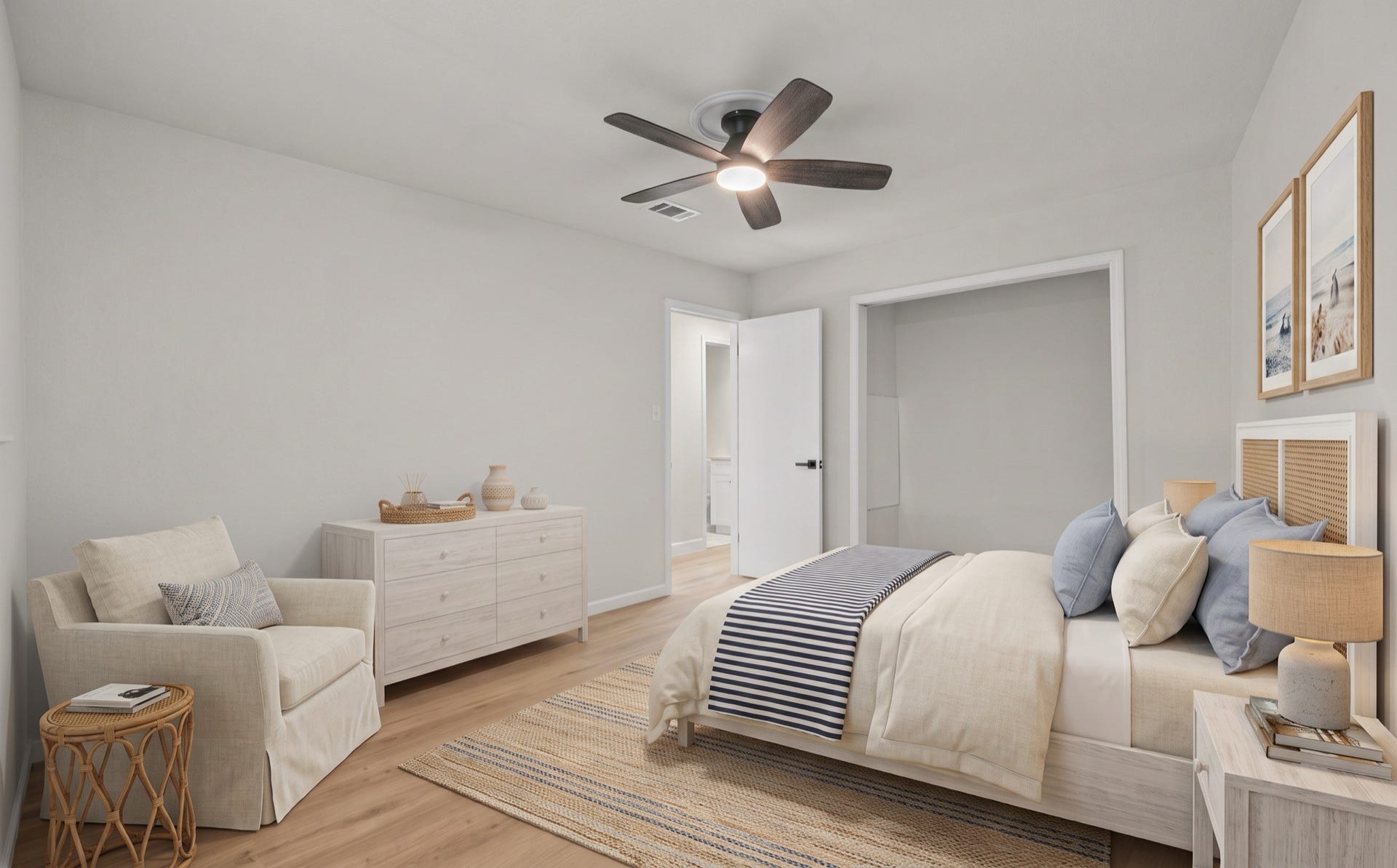 Versatile second bedroom (10'8 x 11'7) ideal for guests or a dedicated home workspace.