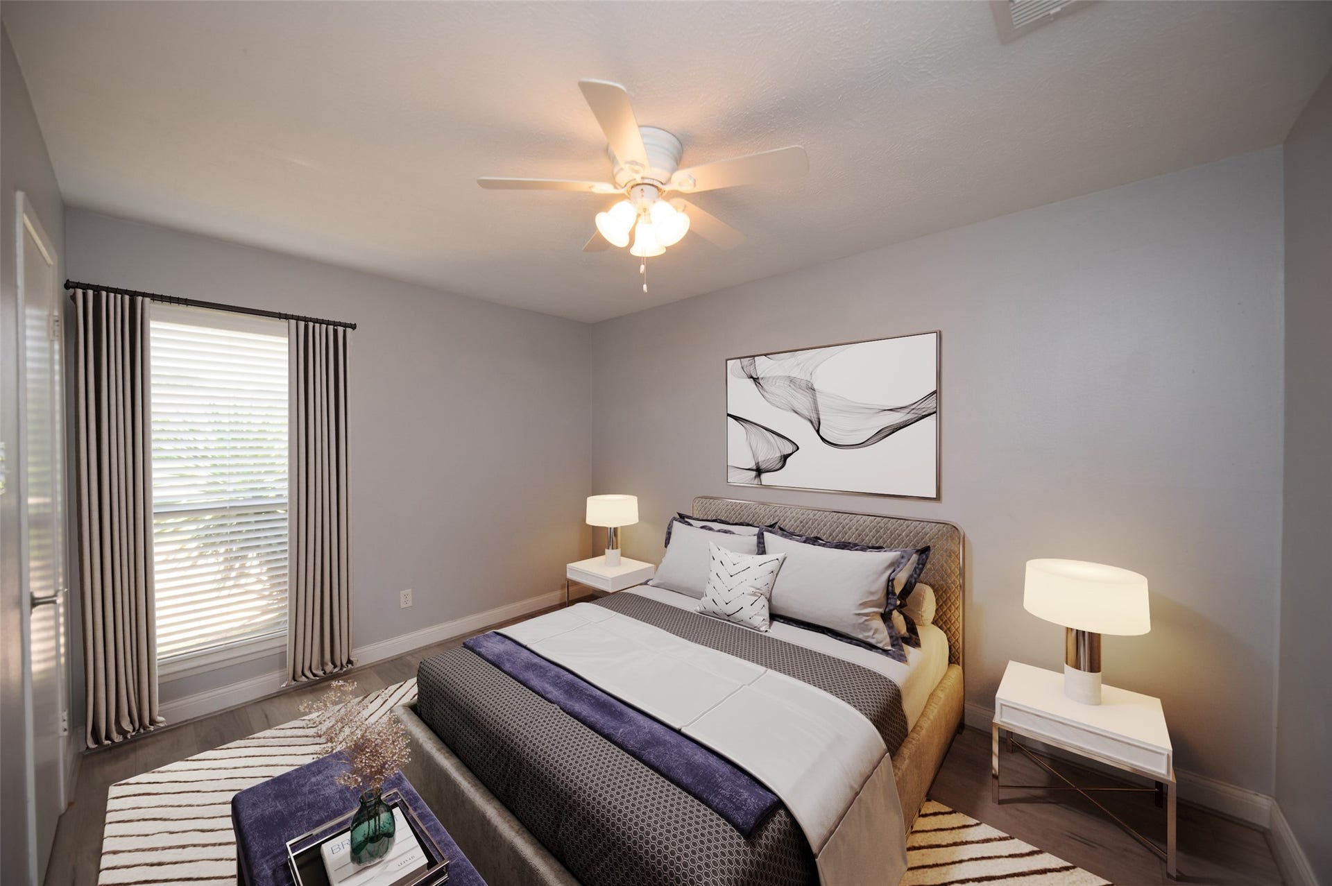 One of the Secondary Bedroom with Tons of Natural Light from the Window Facing the Front. (Virtually Staged)