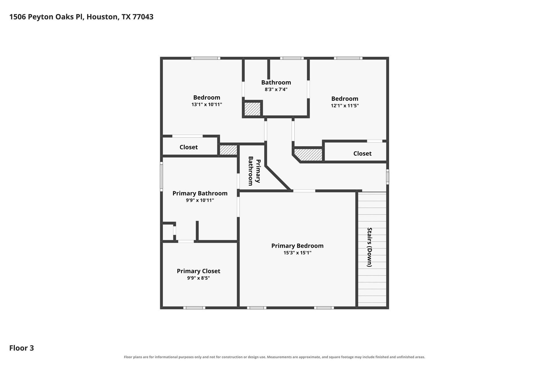 1506 Peyton Oaks Place, Houston, TX 77043 Floor Plan 3rd floor