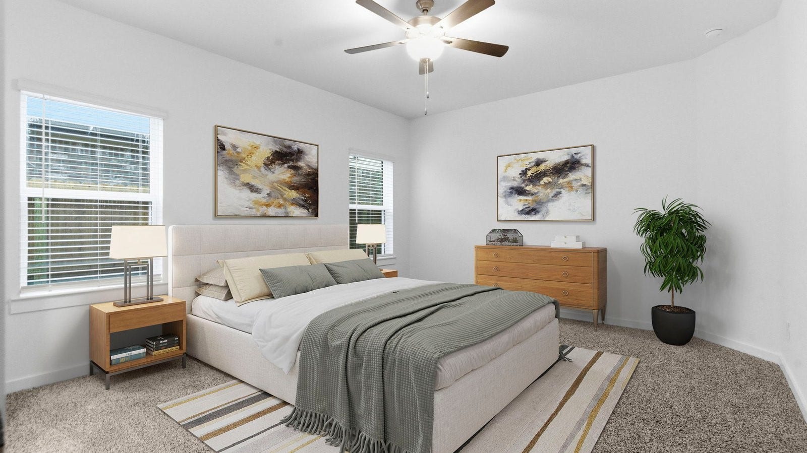 3406 Horseshoe Trail Lane, League City, TX 77511 A spacious primary bedroom emphasizing open space and natural lighting with large windows.