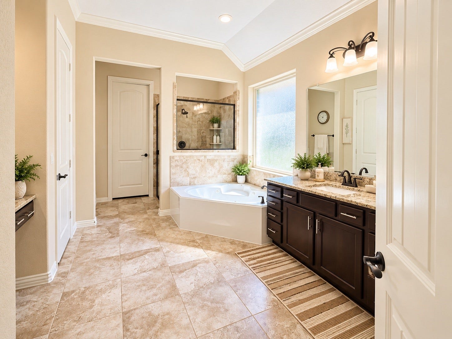 8006 Duncan Ranch Lane, Richmond, TX 77407 Unwind in this inviting primary bath, featuring dual vanities, a relaxing soaking tub, and a separate shower for everyday comfort and convenience.