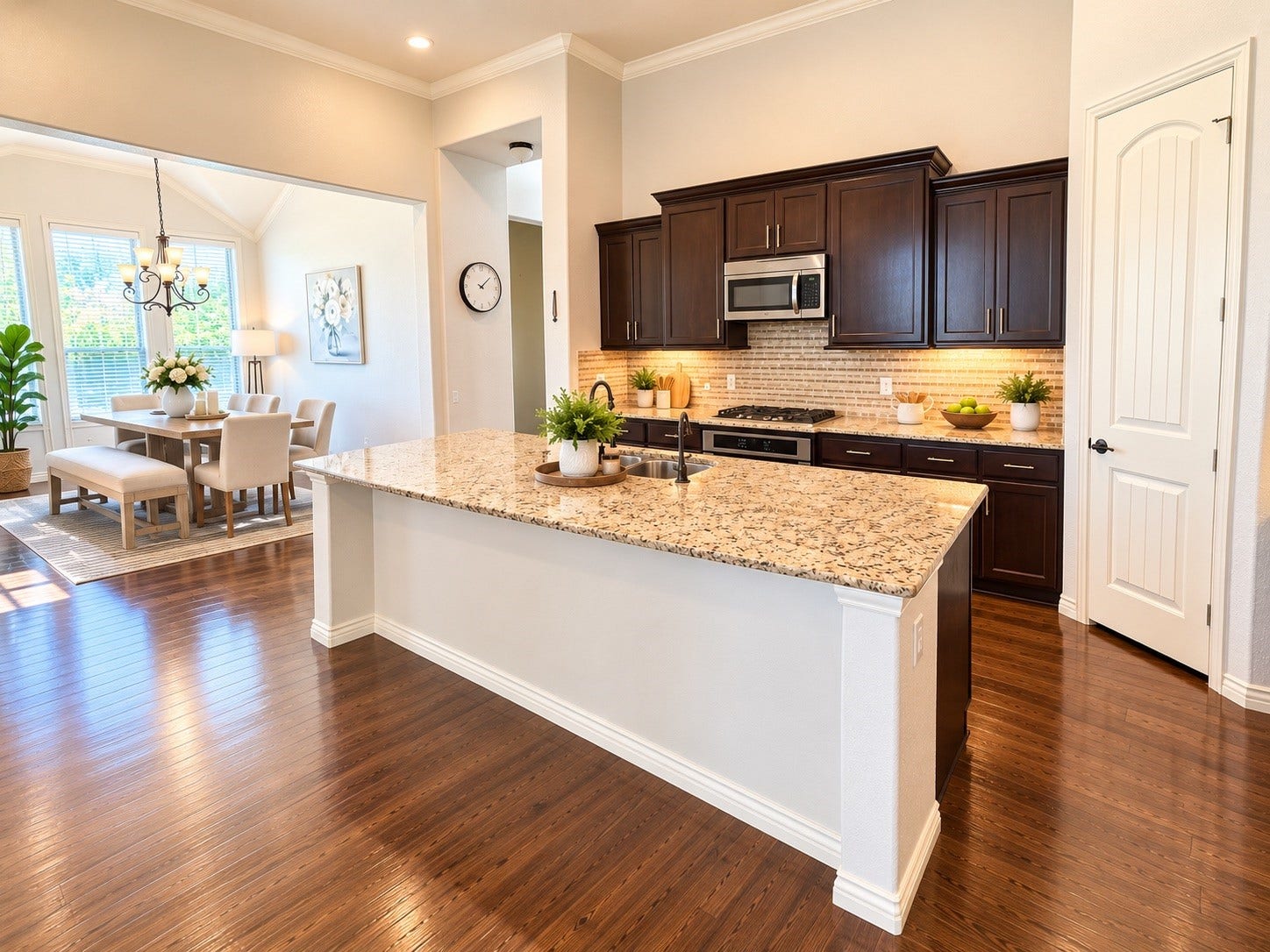 8006 Duncan Ranch Lane, Richmond, TX 77407 The heart of the home! This gorgeous kitchen features a spacious island with beautiful granite countertops, perfect for gathering and entertaining.