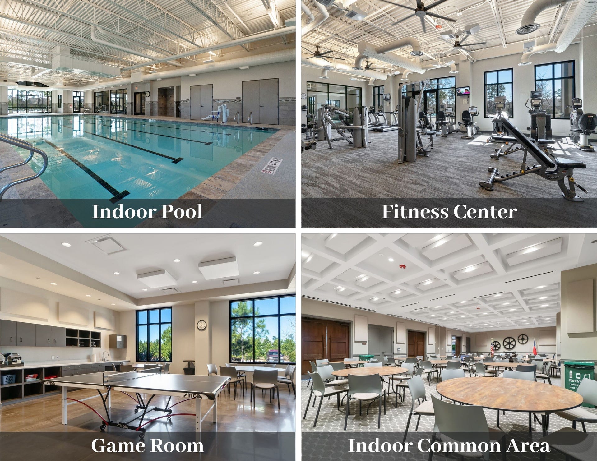 229 Percheron Drive, Spring, TX 77382 Del Webb is most known for their incredible amenities. There is both an indoor AND outdoor pool, fitness center, game room, banquet room, and more.