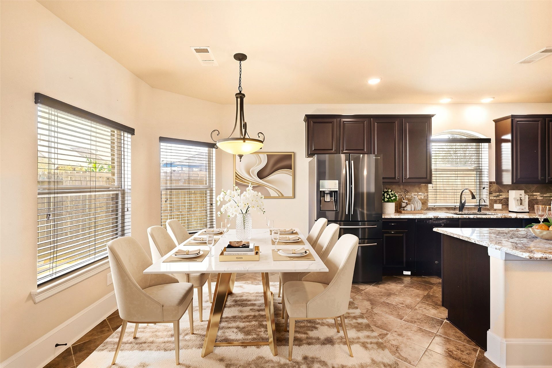 Virtually staged dining area