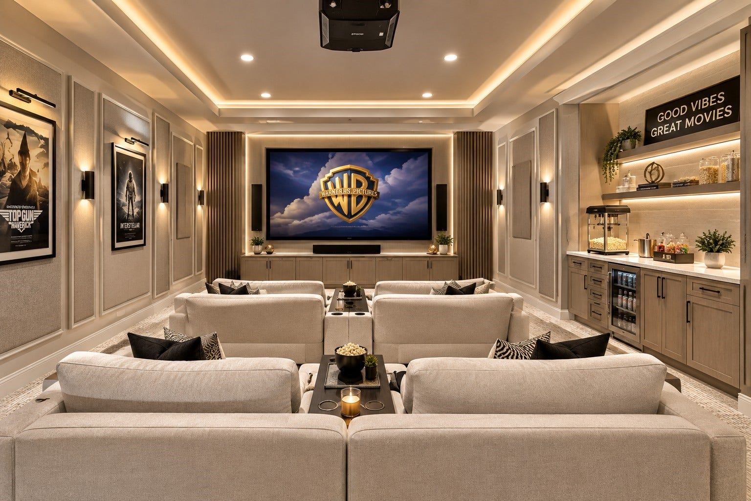 Virtually staged theater room to give you ideas