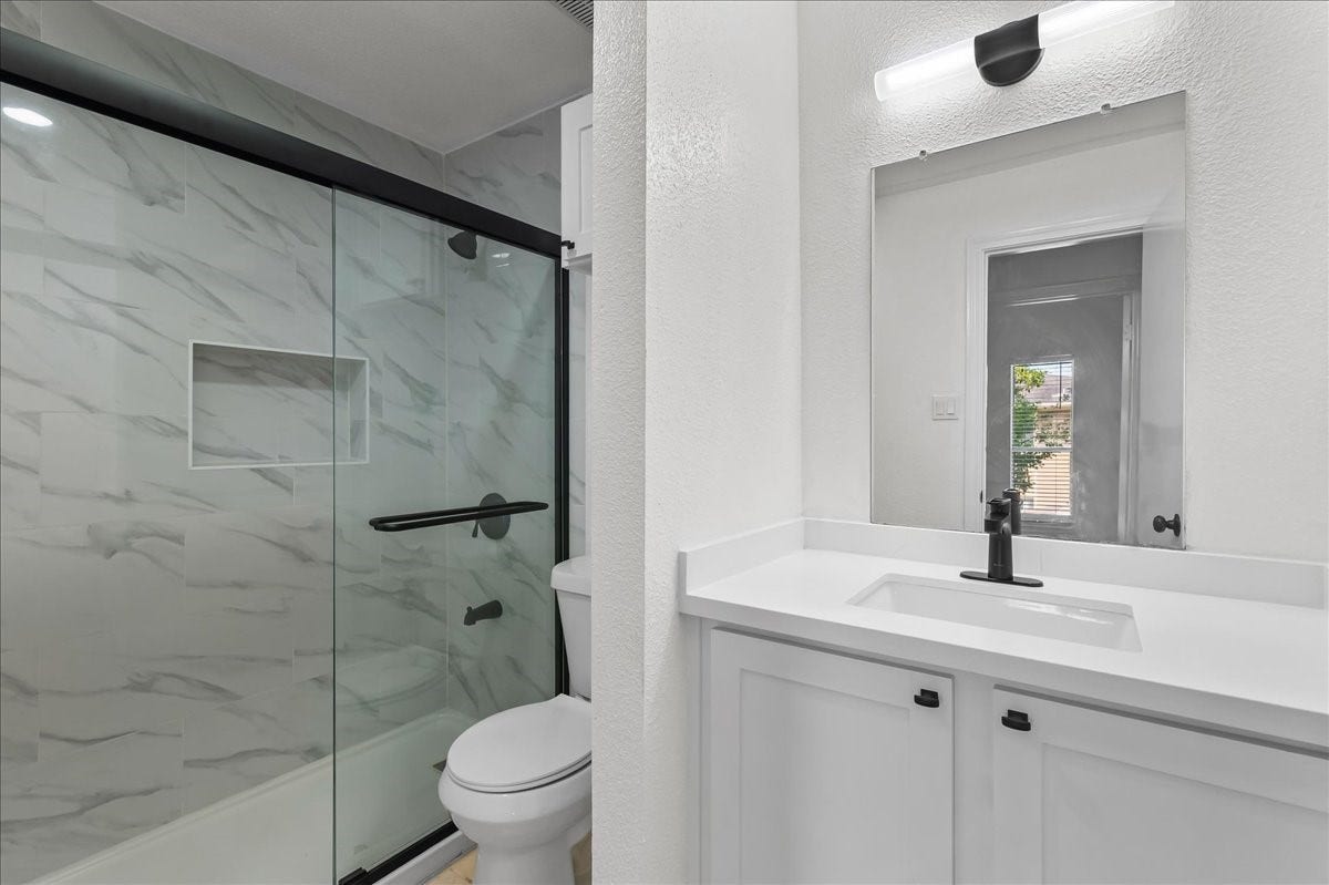 New updated bathroom, with walk in shower