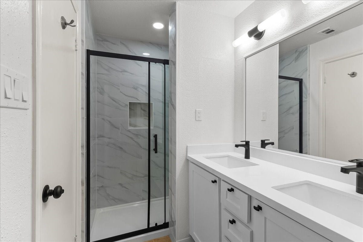 New updated bathroom with walk in shower