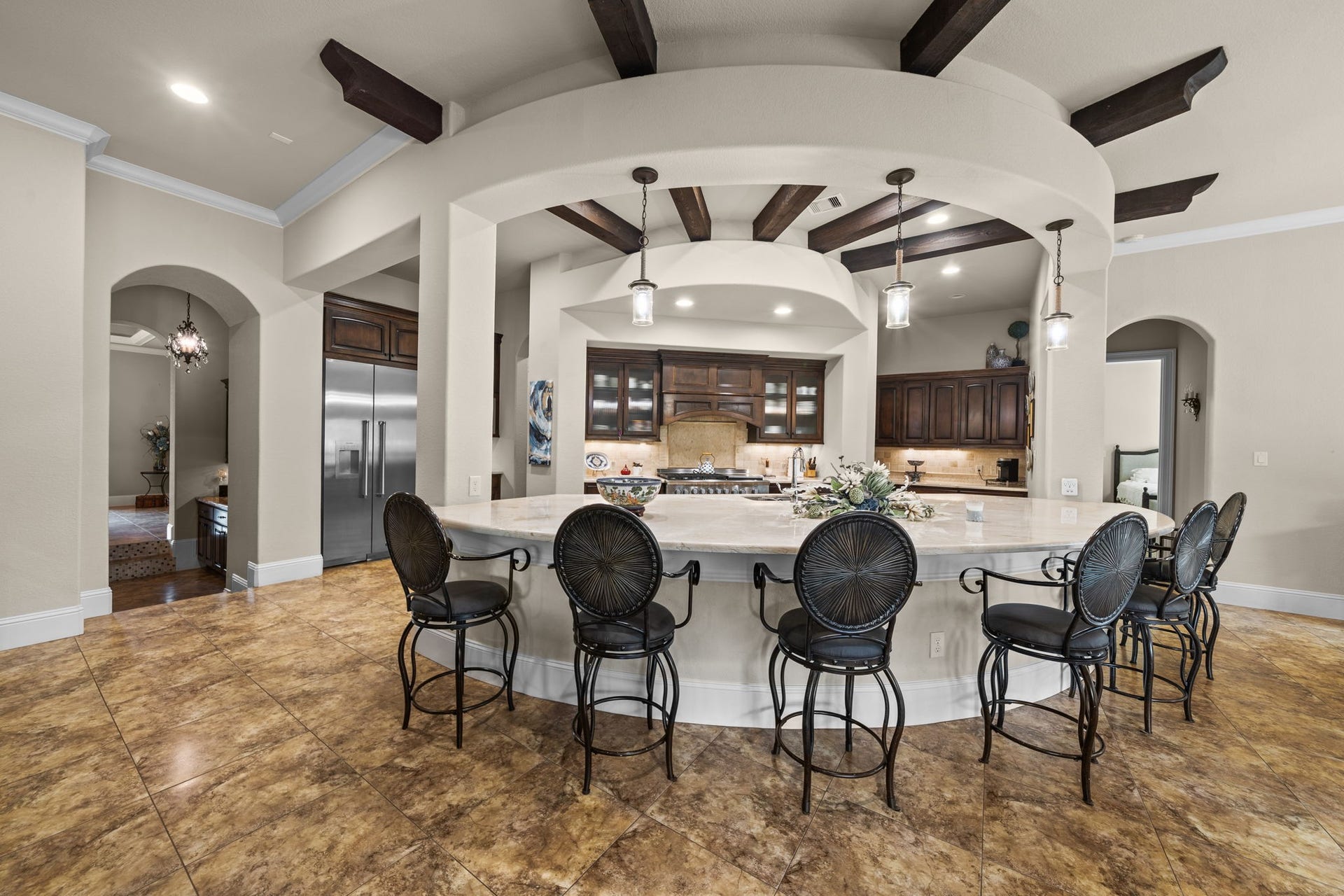4426 Silver Jade Drive, Spring, TX 77386 This culinary estate is designed to be one of the crown jewel of the residence, anchored by a spectacular, custom architectural rotunda ceiling interlaced with wooden beams.