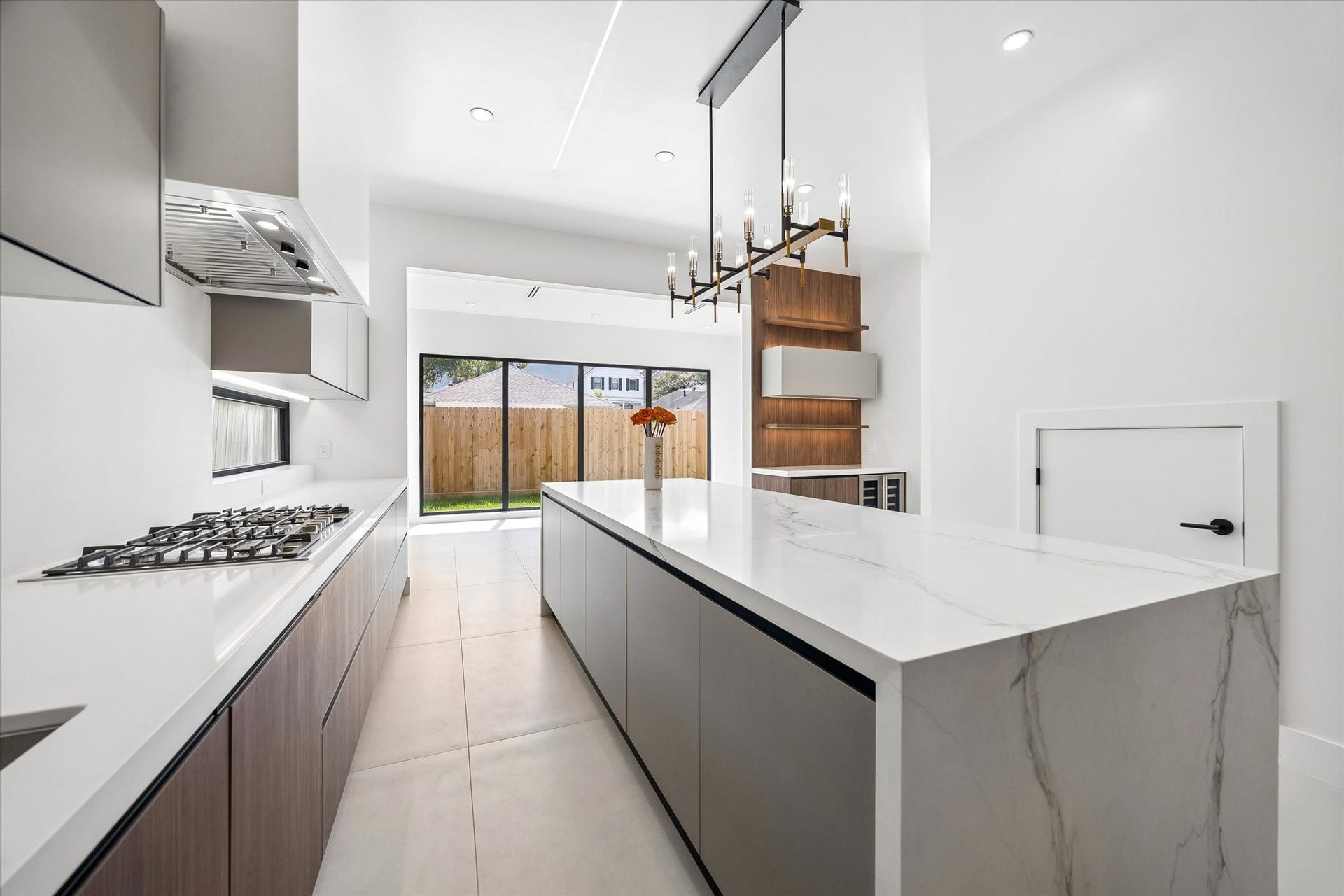 Soft close cabinets, LED lights throughout.