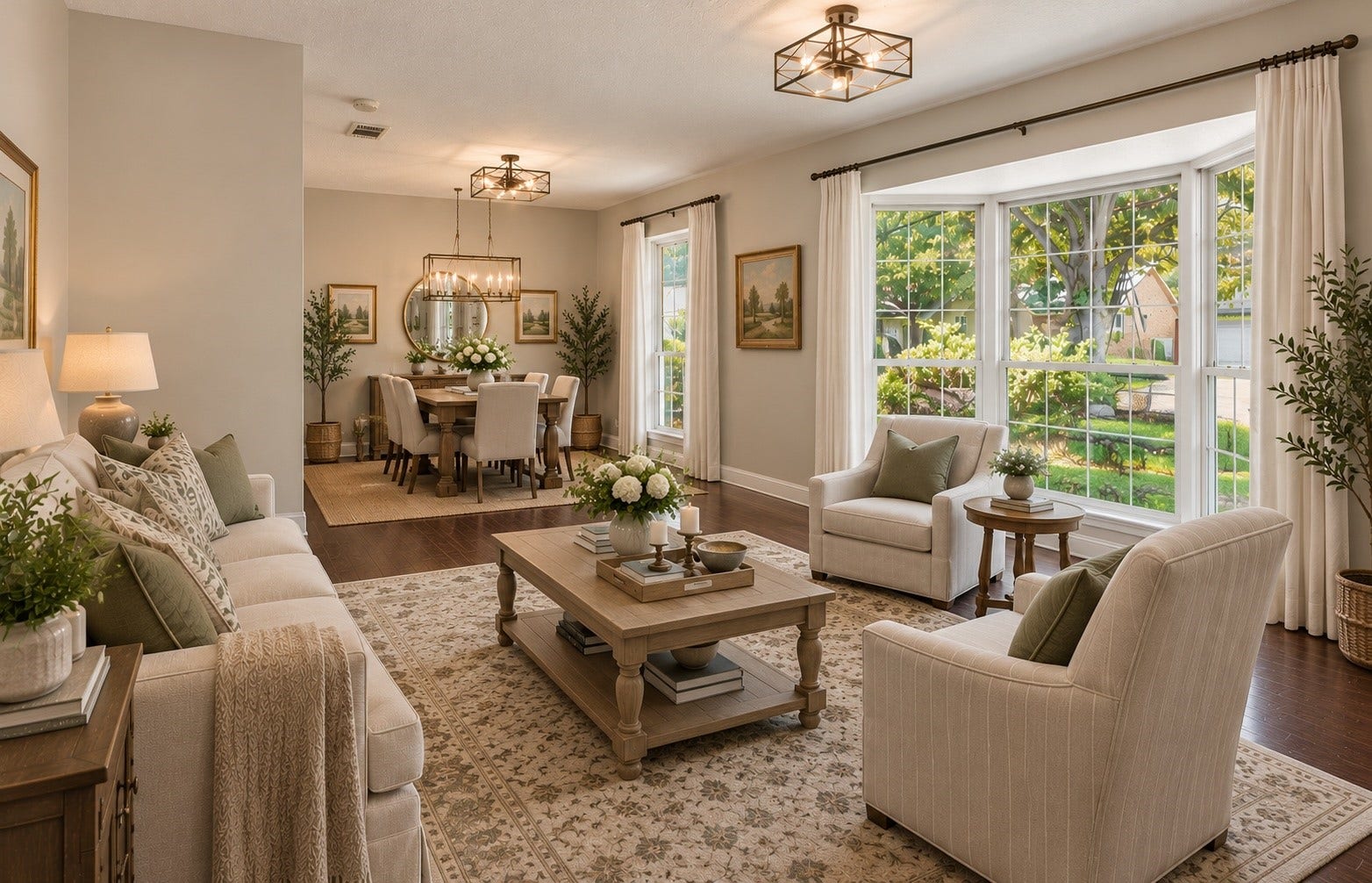 12919 Westhorpe Drive, Houston, TX 77077 (Virtually staged photo) The main living room offers a warm and welcoming retreat with newly installed engineered hardwood floors (2026), a charming wood-burning fireplace, and a seamless connection to the kitchen and kitchenette