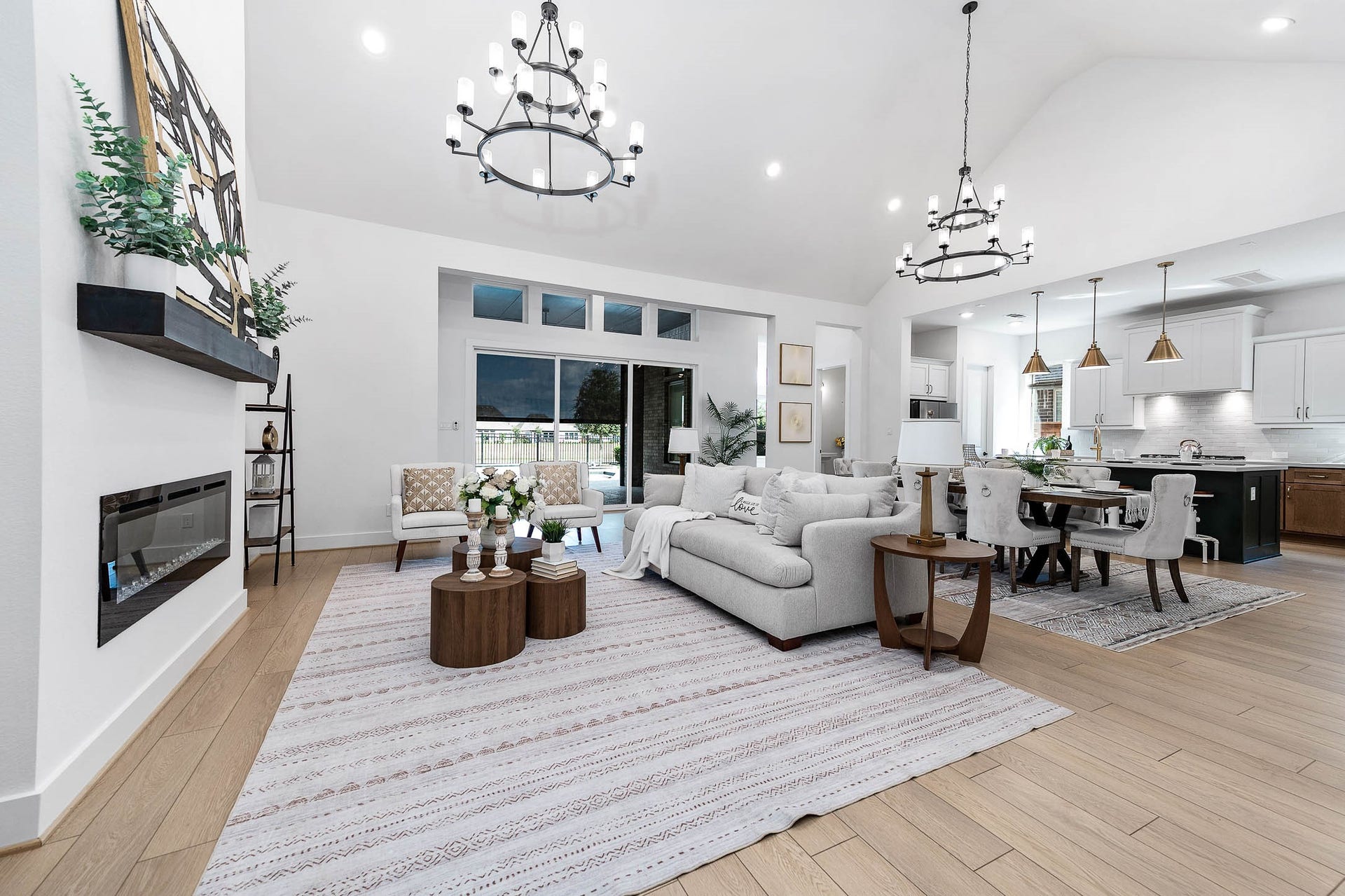13802 Arroyo Grande Drive, Cypress, TX 77433 Expansive living area featuring soaring ceilings and an open-concept design.