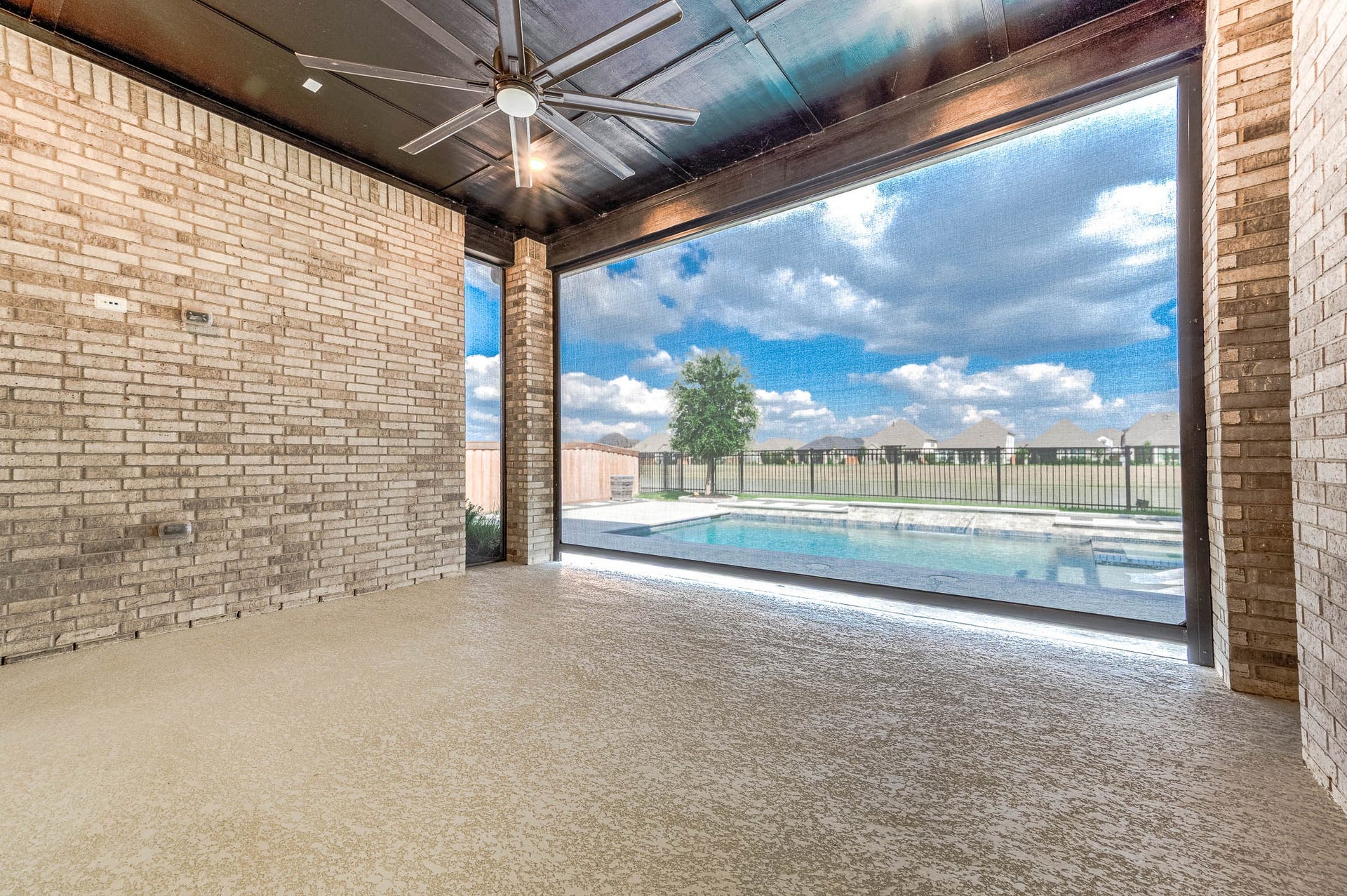 13802 Arroyo Grande Drive, Cypress, TX 77433 Covered patio offering beautiful views of the backyard and pool.