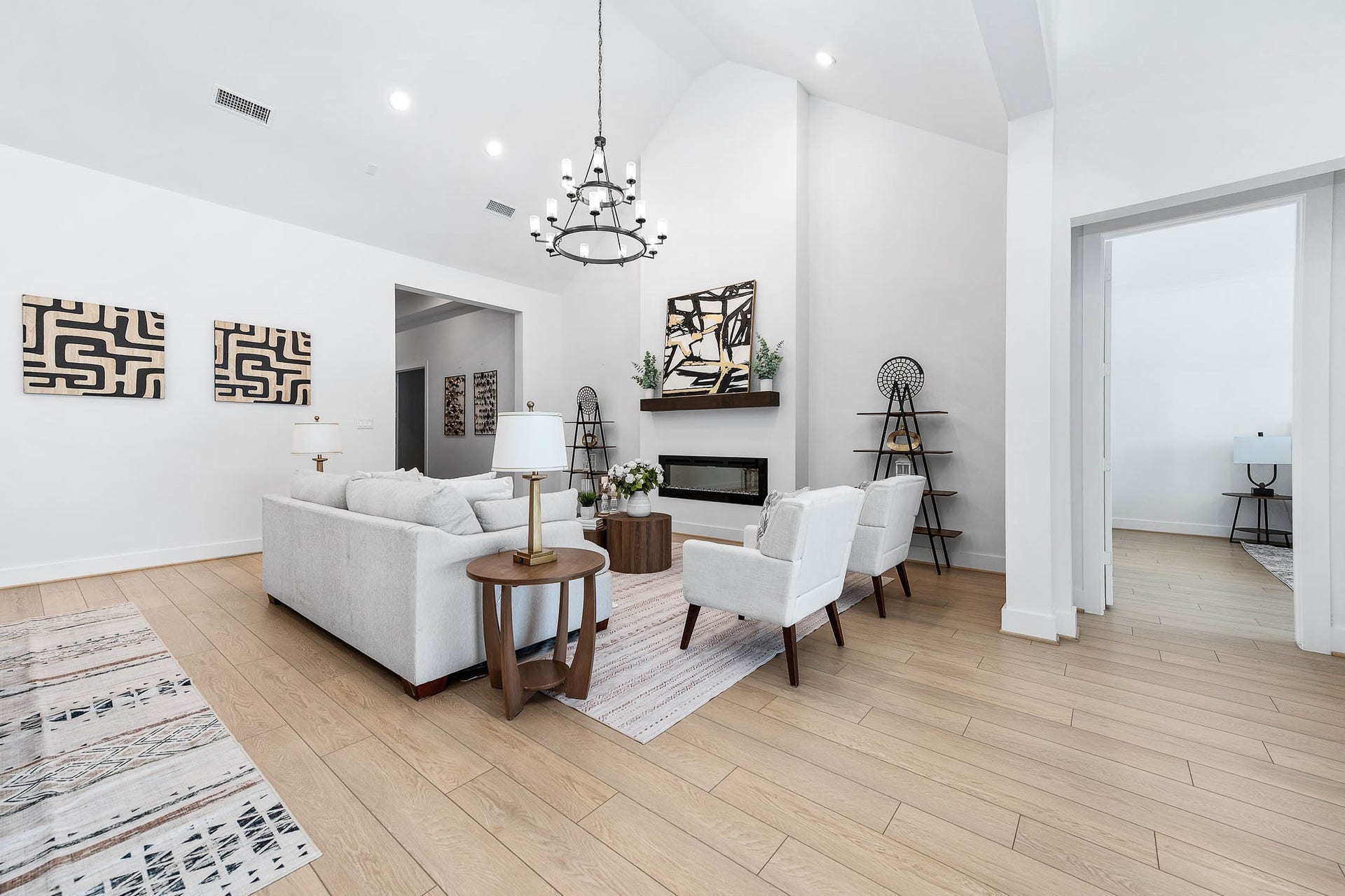 13802 Arroyo Grande Drive, Cypress, TX 77433 Spacious living room offering comfortable seating and seamless access to adjoining spaces.