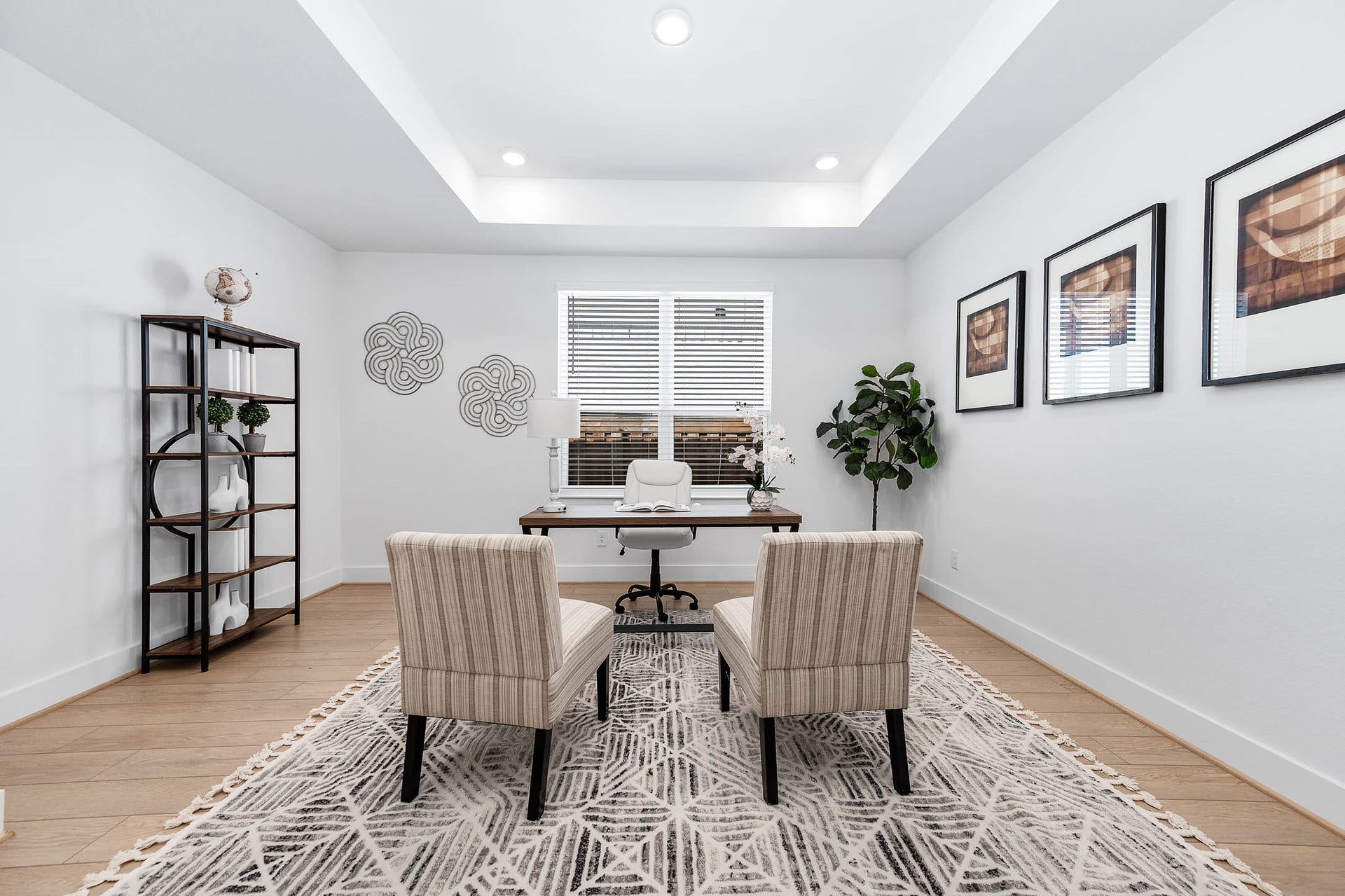 13802 Arroyo Grande Drive, Cypress, TX 77433 Private home office featuring stylish accent walls and plenty of workspace.