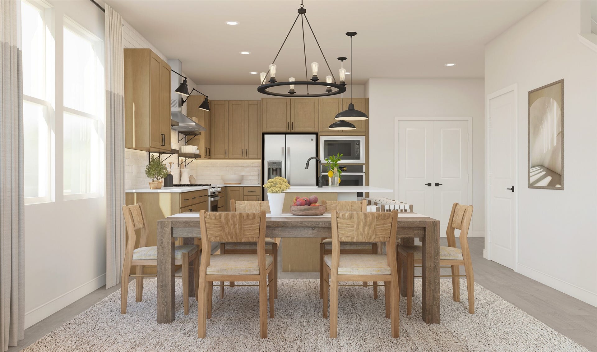 Sun-lit dining area (*Artist rendering used for illustration purposes only. Colors/finishes may differ from the ones currently selected in the home.)