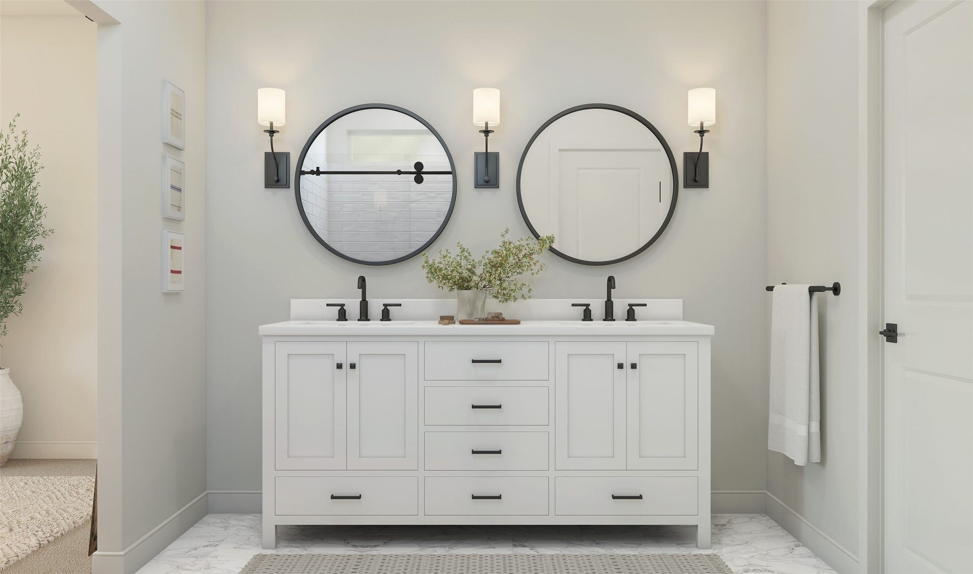 Relaxing primary bath (*Artist rendering used for illustration purposes only. Colors/finishes may differ from the ones currently selected in the home.)