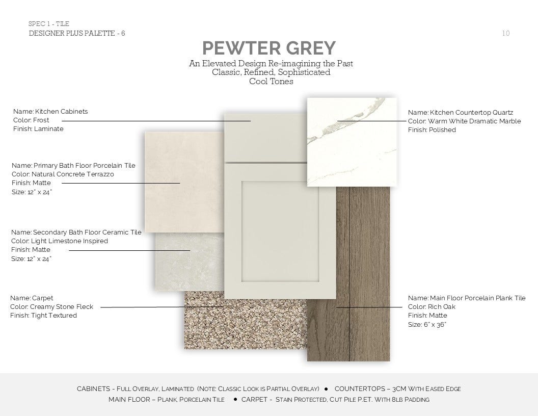 Farmhouse Look Palette 6 Selection Sheet (*Artist rendering used for illustration purposes only.)