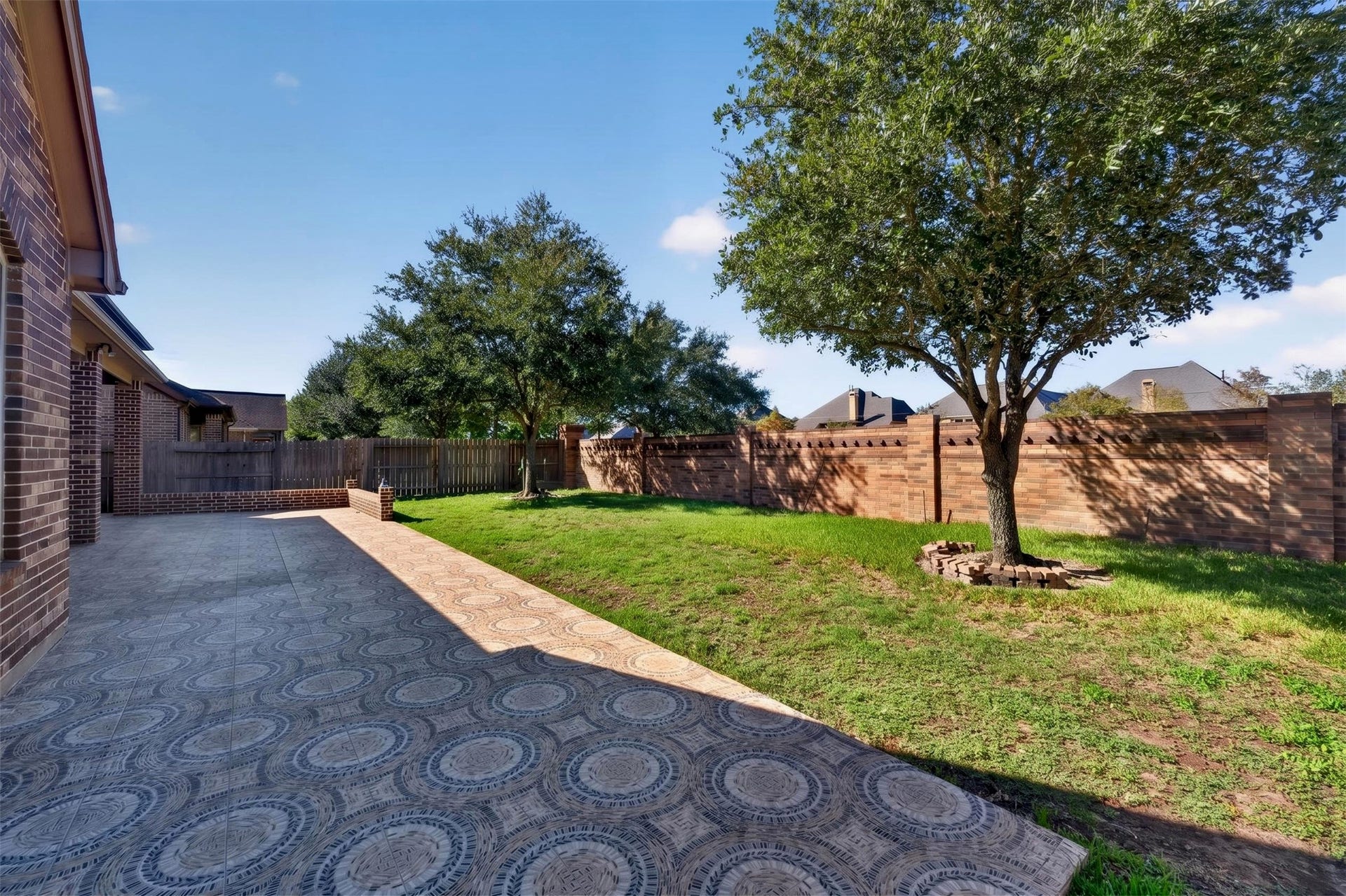 27818 Burchfield Grove Lane, Katy, TX 77494 The low maintenance backyard offers a generous lawn framed by mature trees.