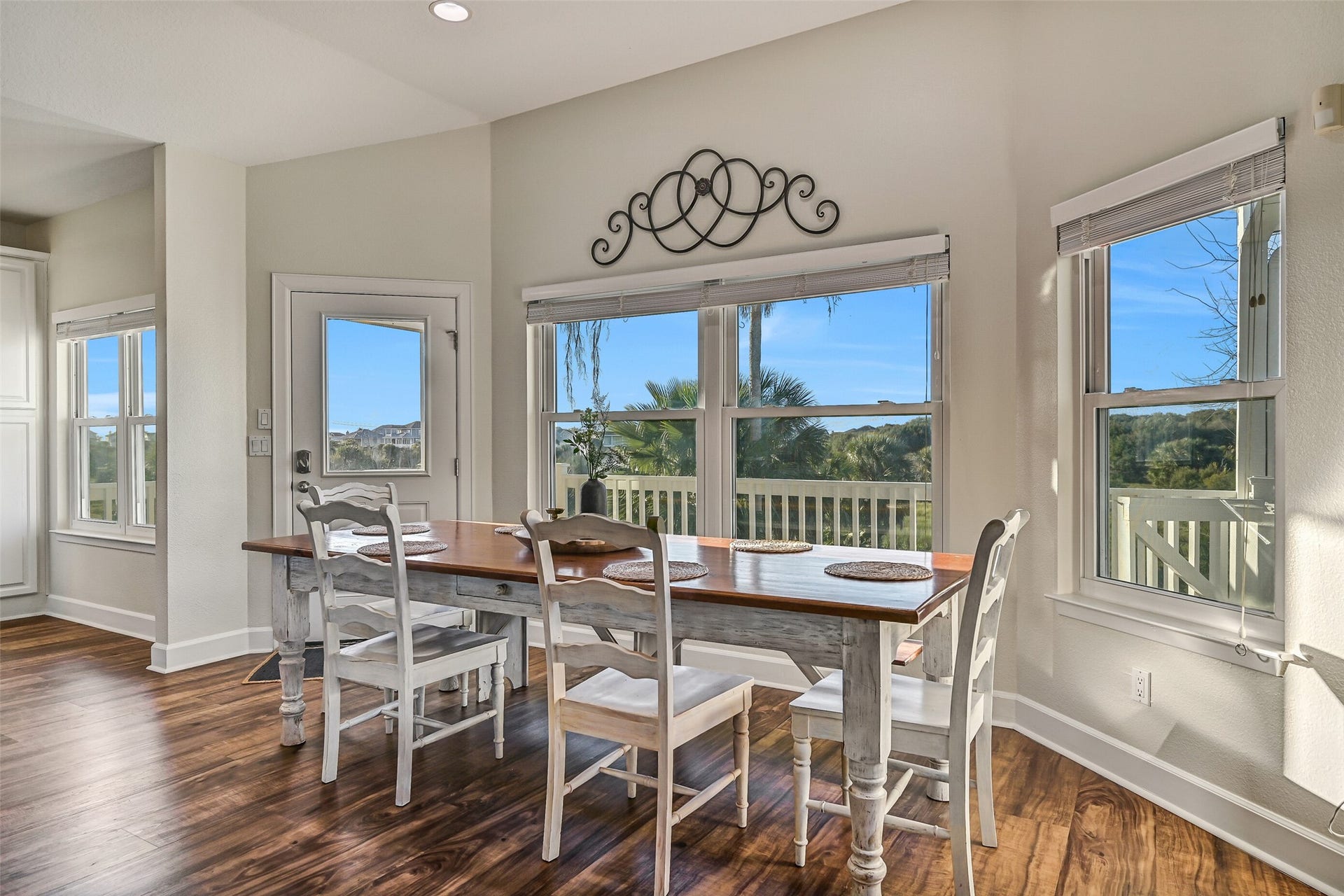 13414 Binnacle Way, Galveston, TX 77554 Situated next to a wall of windows, this dining room comfortably accommodates seating for 68 guests.