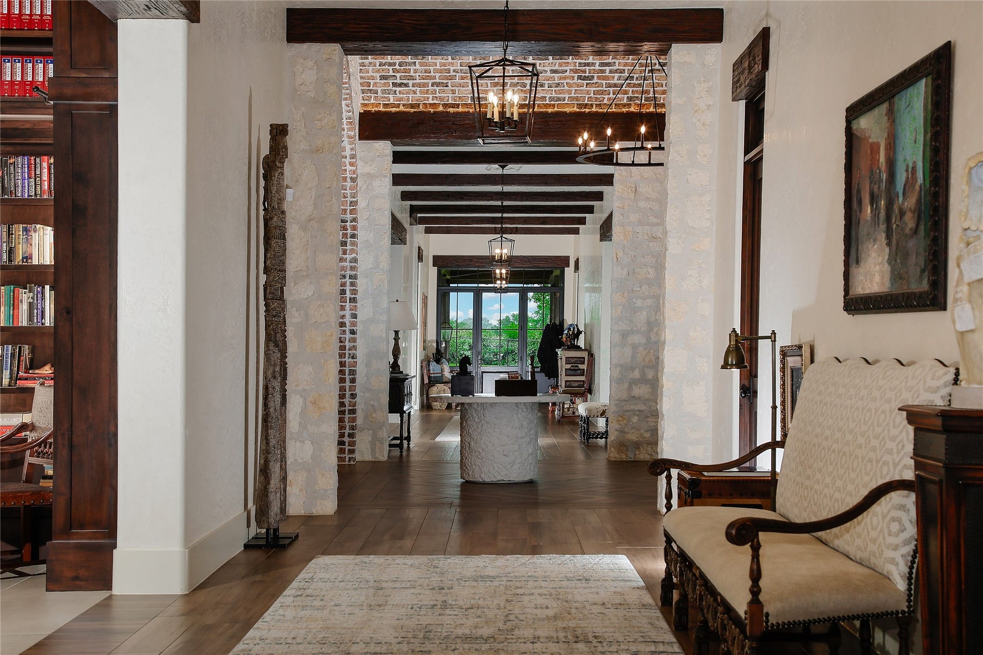 The walls and ceilings are Segreto plaster giving a rustic elegance to the home.