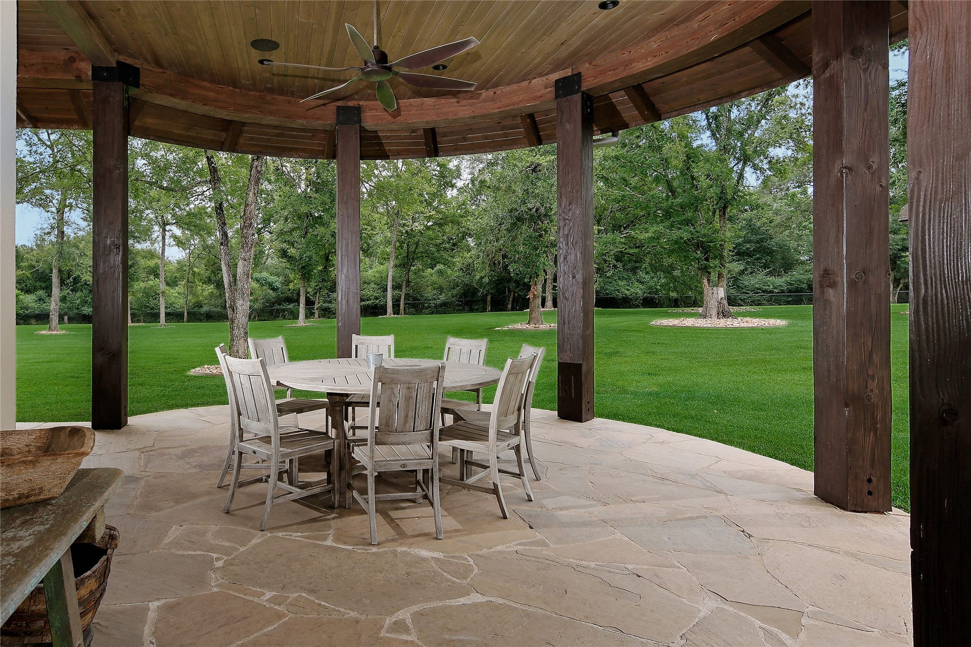 One of several areas of seating for outdoor entertaining.