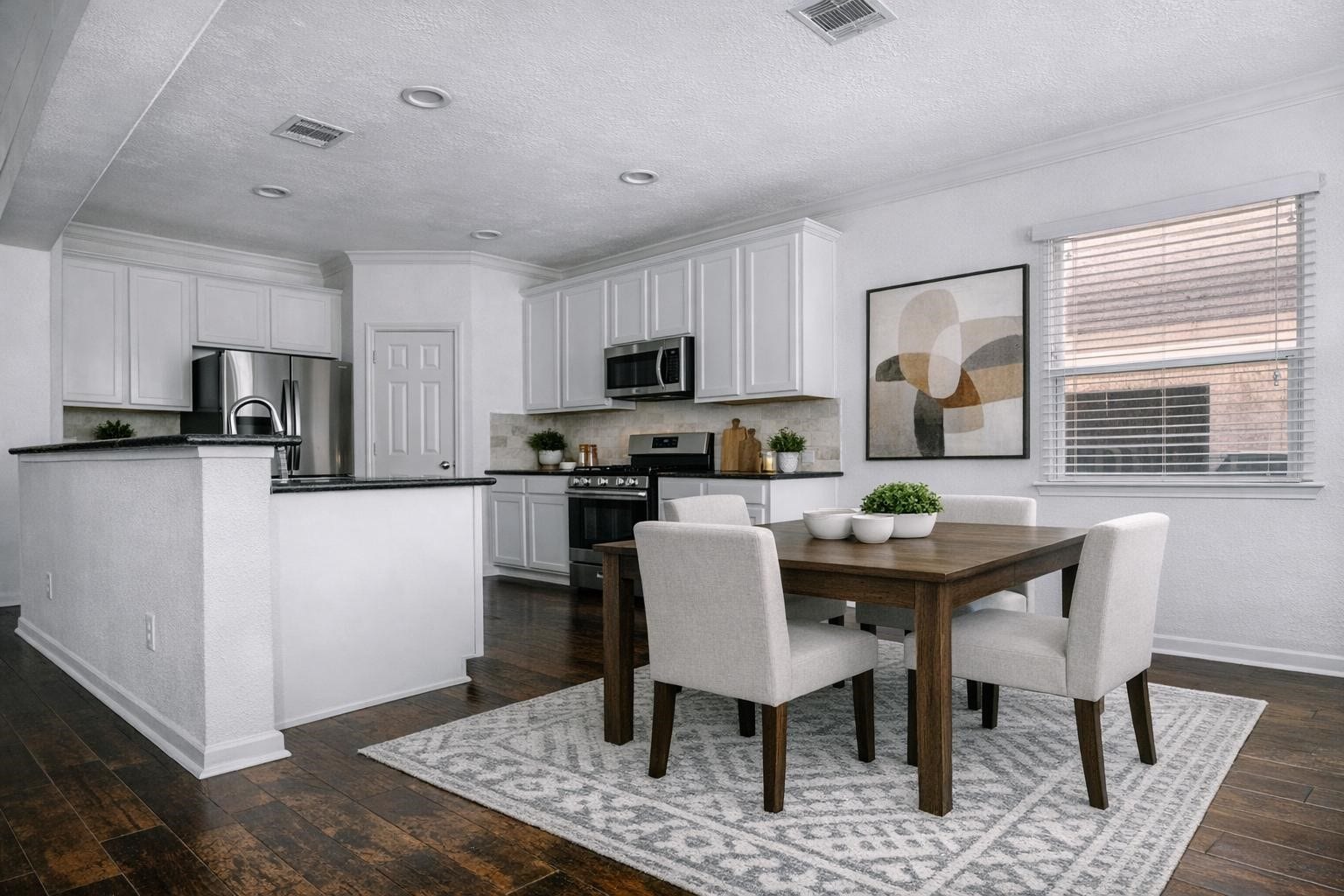 24531 Via Salerno Court, Richmond, TX 77406 AI Staged photo of the dining area
that's connected to the heart of
the home, the open-concept
kitchen. Enjoy cooking and eating
with a view of the resort-style
pool.
AI Staged photo of open-concept
