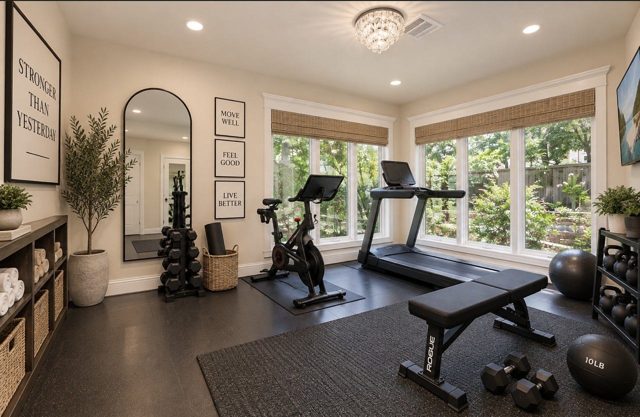 Virtually staged to show potential as a workout room