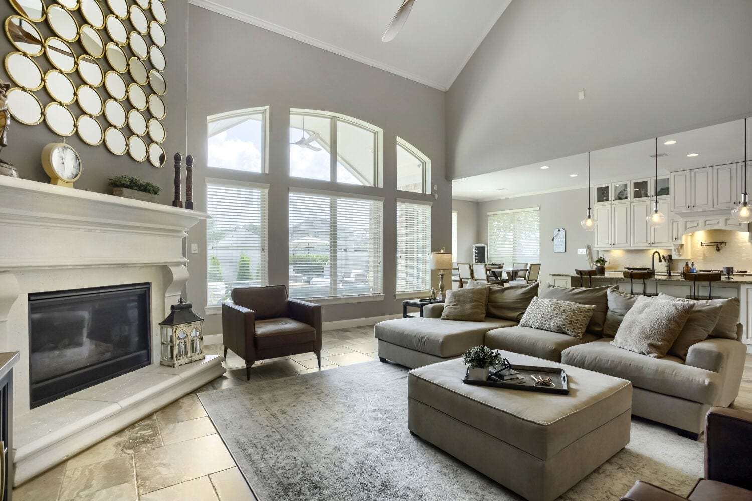 Living area with fireplace