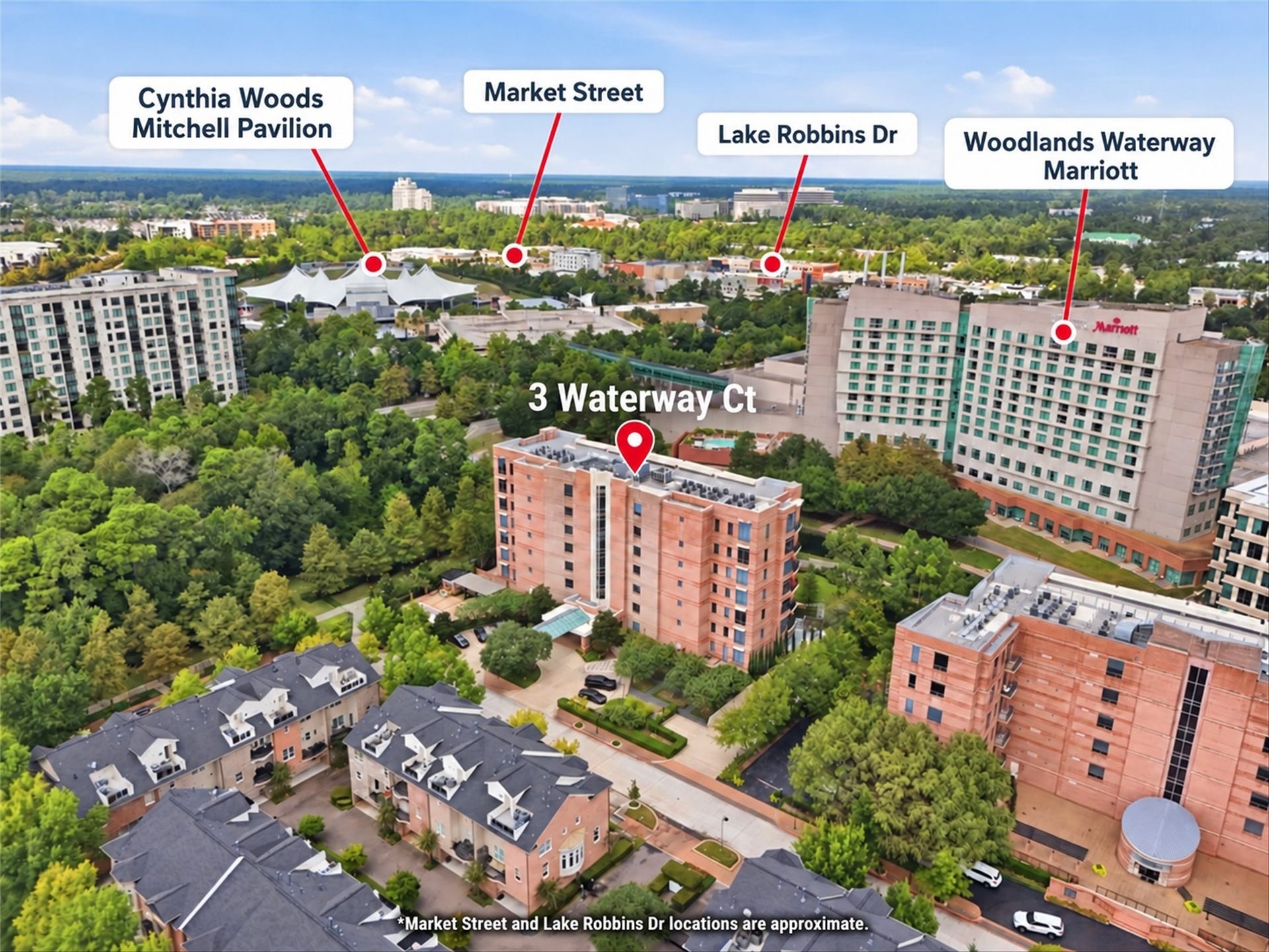 3 Waterway Court, #2D, The Woodlands, TX 77380 Prime Waterway location near Market Street, Cynthia Woods Mitchell Pavilion, dining, shopping, and entertainment.