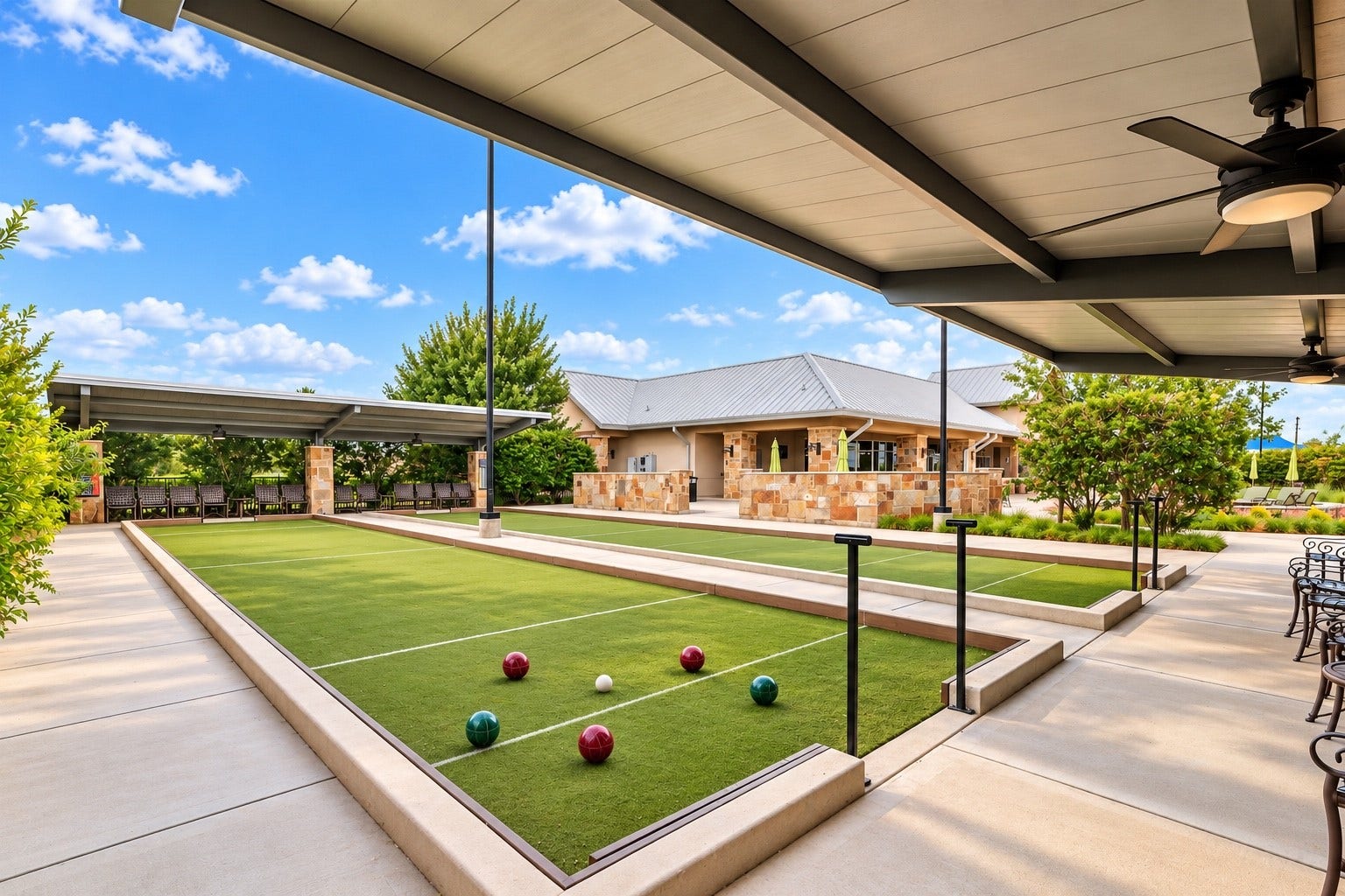 Bocce courts create an inviting setting for friendly competition, conversation and time with neighbors.