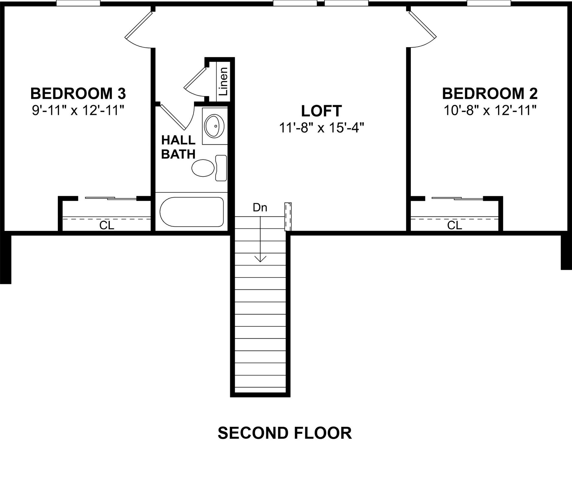 The Honeysuckle II floor plan by K. Hovnanian Homes. 2nd floor shown. *Prices, plans, dimensions, features, specifications, materials, and availability of homes or communities are subject to change without notice or obligation.