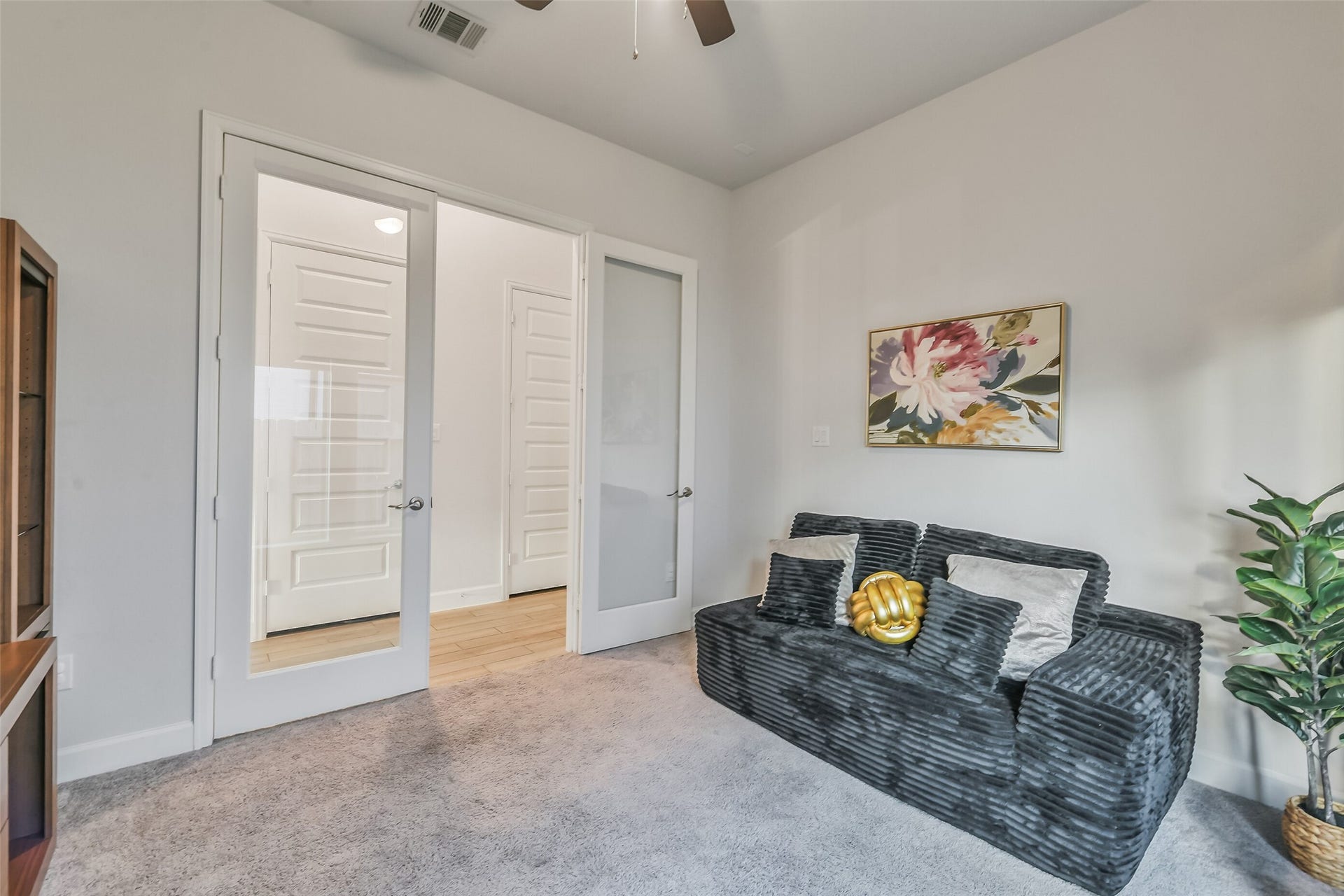 20815 Clydesdale Post Road, Tomball, TX 77377 The study features a ceiling fan and gorgeous French doors and is wired for speakers.