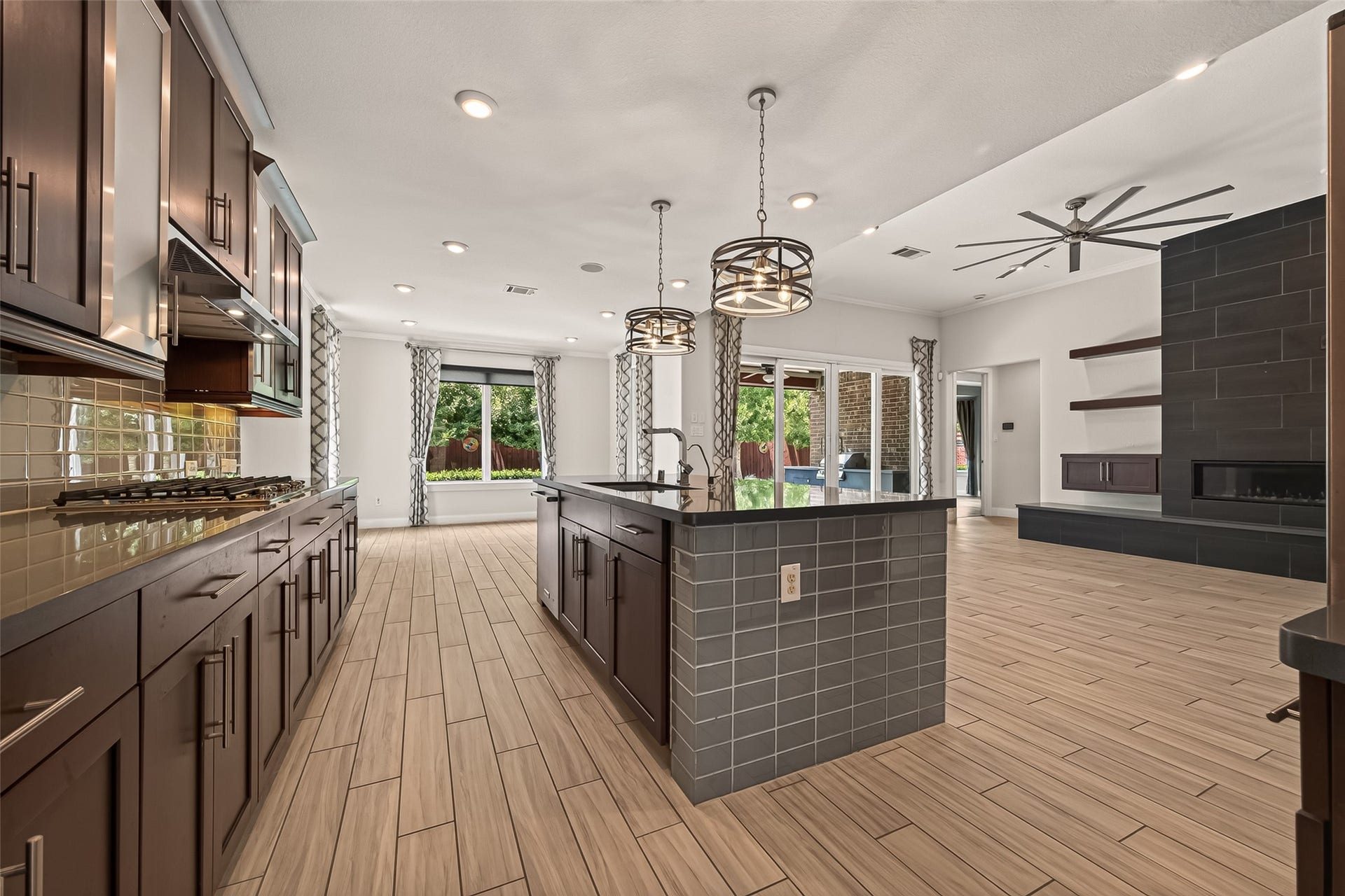 51 Scepter Ridge, Sugar Land, TX 77498 This is the view of the Kitchen, Breakfast Room and Family Room from the Butler's Pantry and Walk-in Pantry.