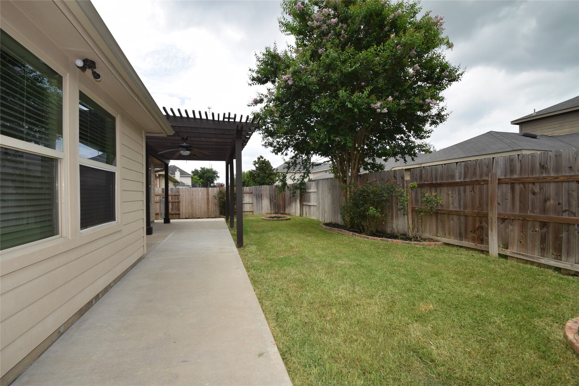 Fully fenced backyard.