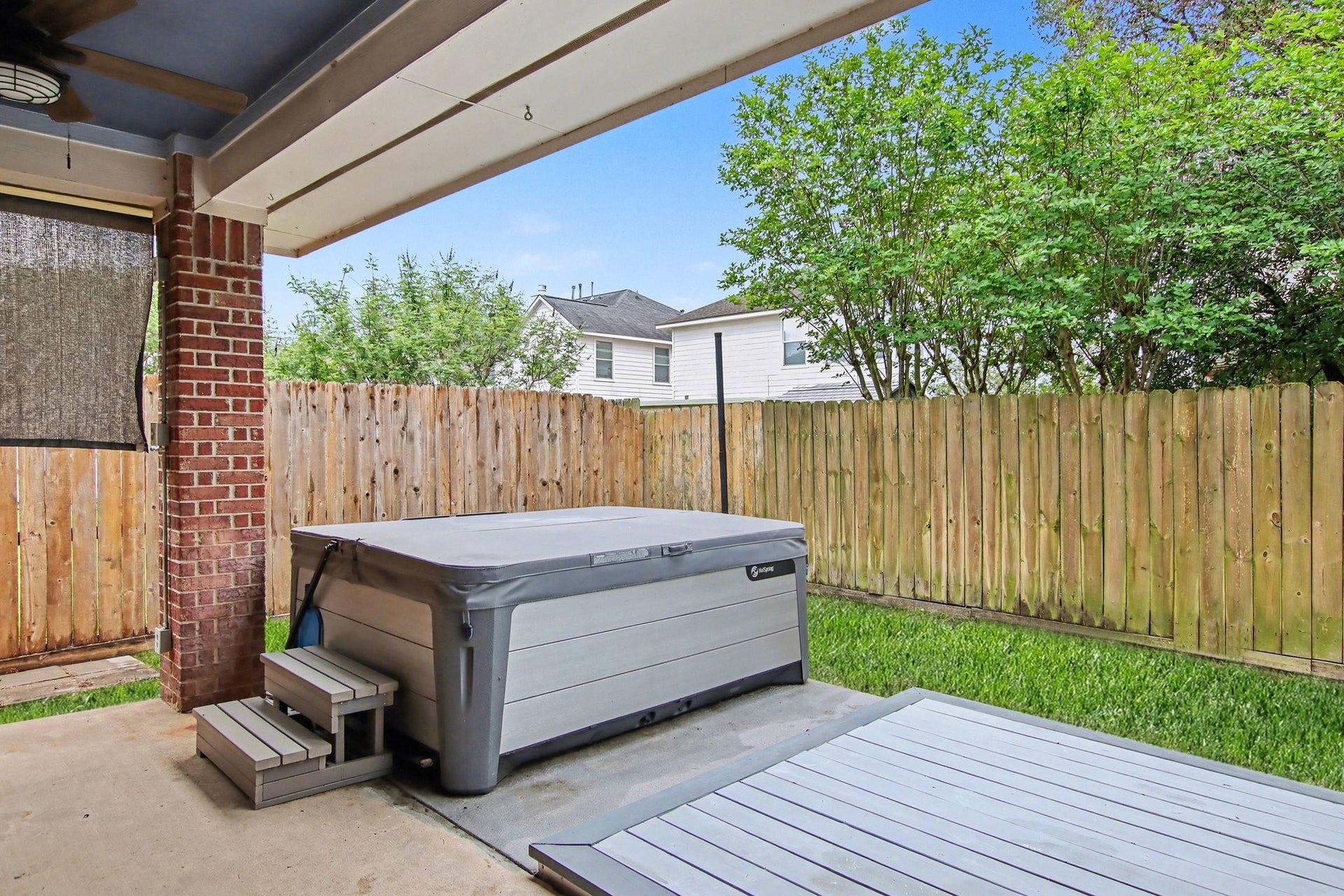 12843 Sherlock Acres Drive, Tomball, TX 77377 This deluxe hot tub is therapeutic with 27 jets and fits 4 people comfortably.