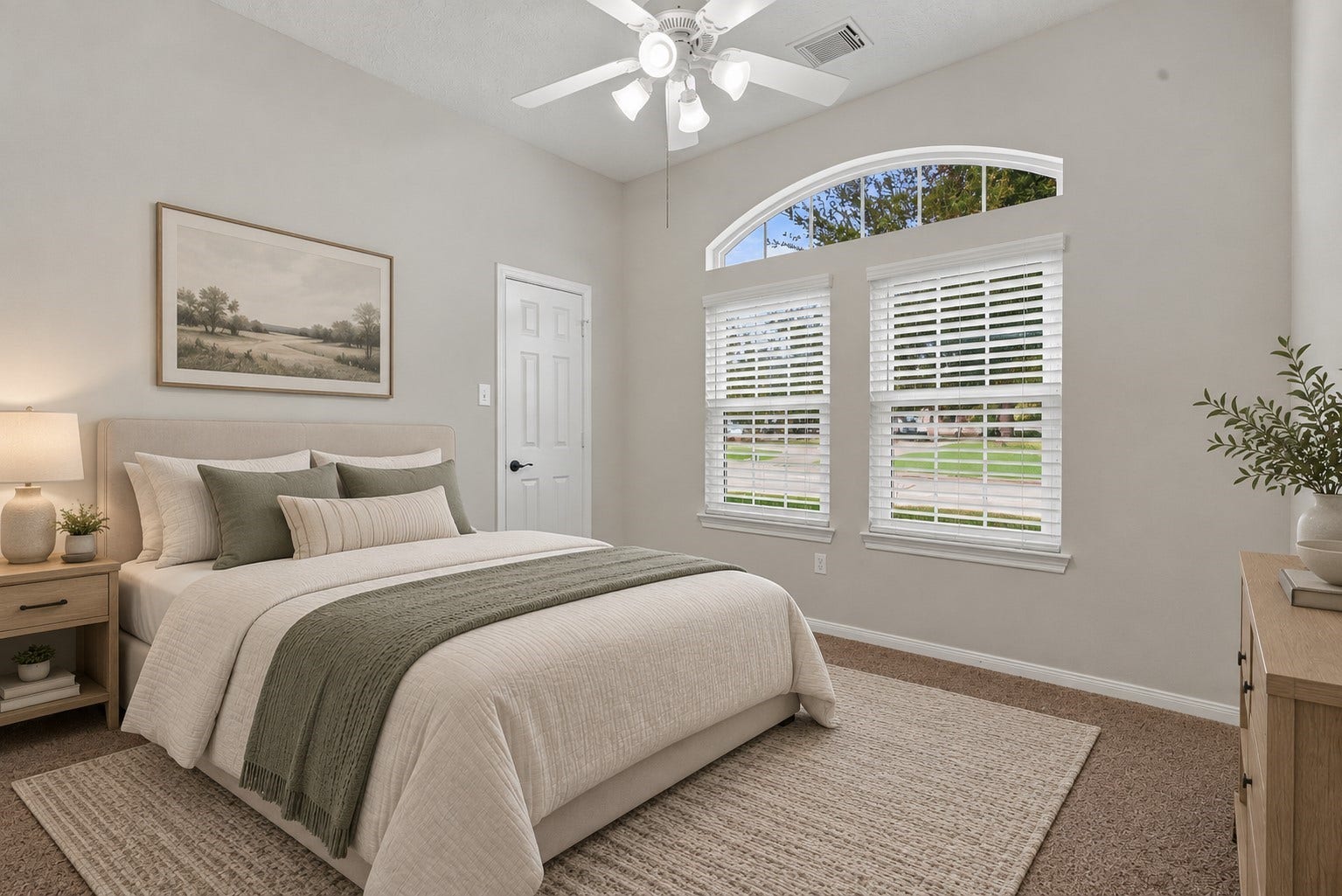 12843 Sherlock Acres Drive, Tomball, TX 77377 Secondary bedroom with views of the front yard. (Virtually Staged)