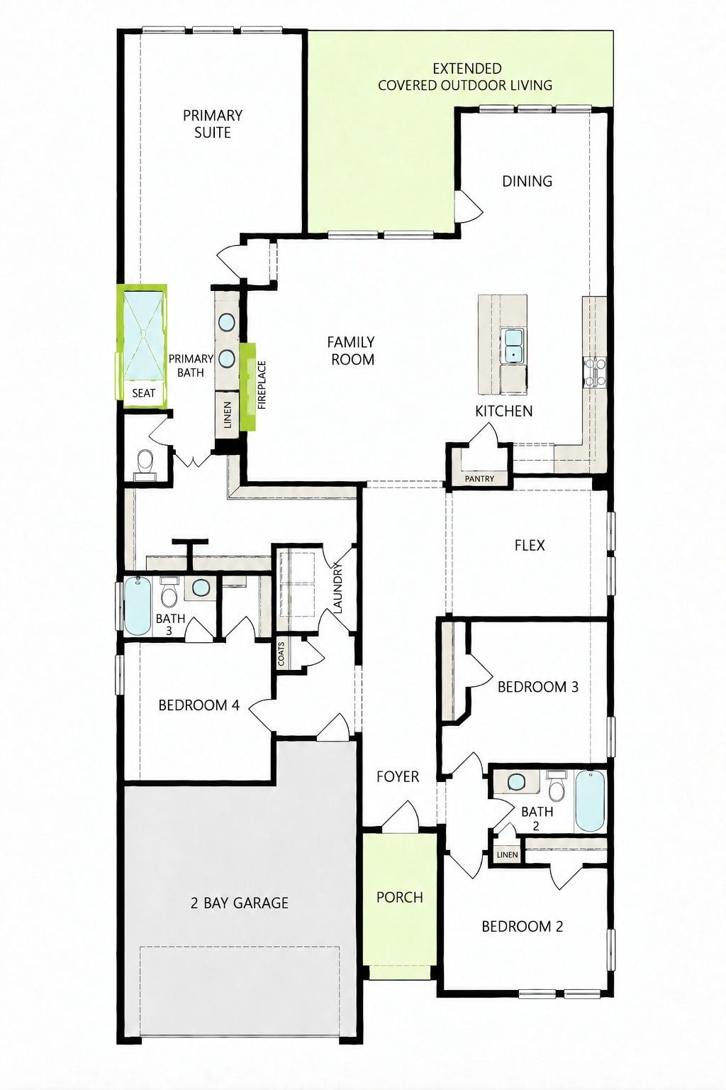 Best one story floor plan for bedroom layout and privacy - you will instantly FALL in love! Notice the access of the laundry room from the primary closet. PERFECTION!