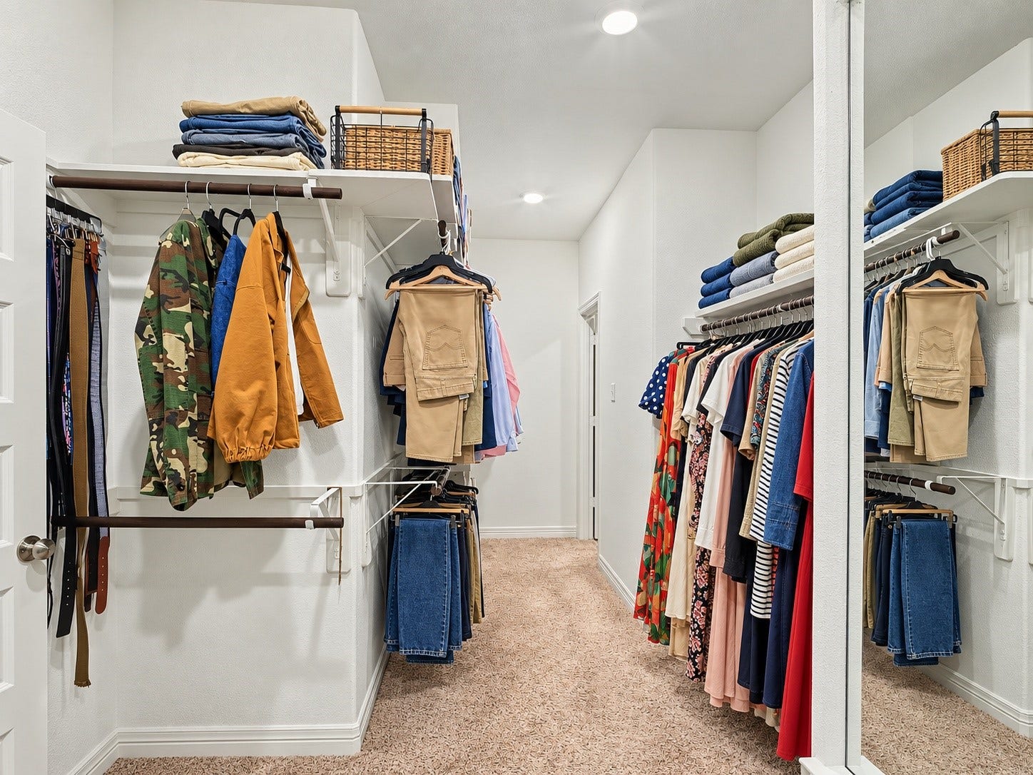 Owner's suite closets with miles of linear hanging space! Door to the far right is the laundry room for incredible convenience.